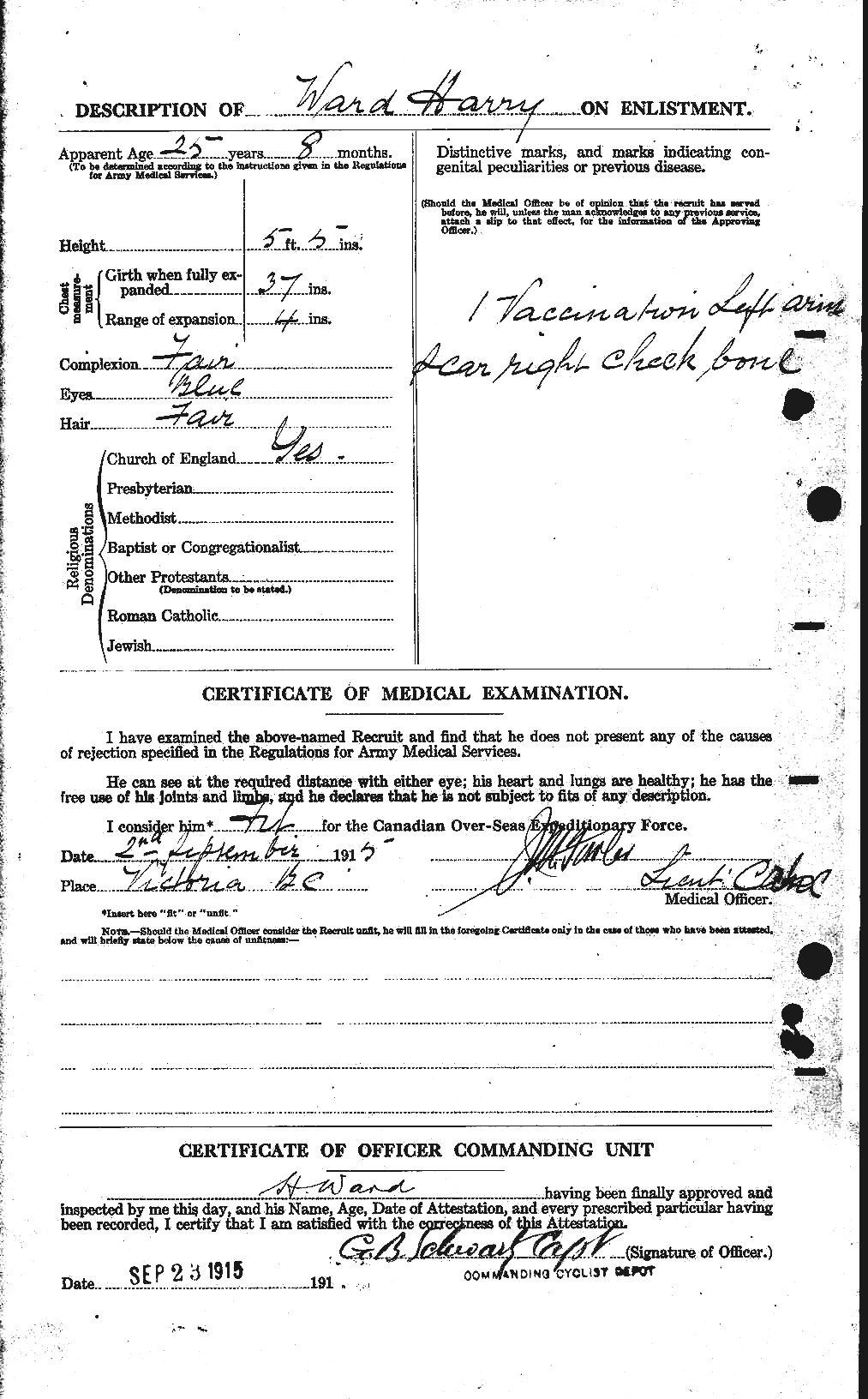 Dossiers du Personnel de la Première Guerre mondiale - CEC 657808b