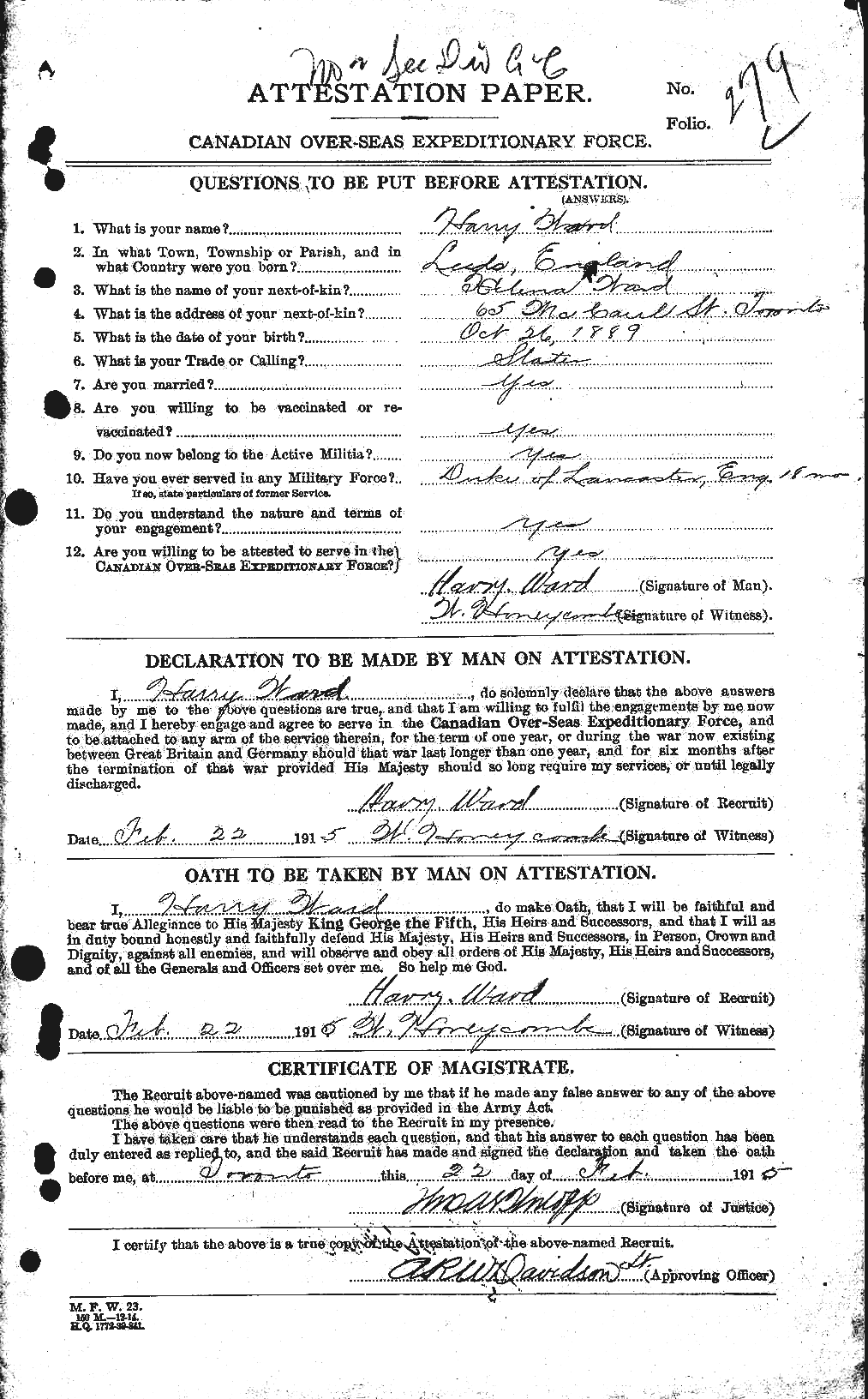 Personnel Records of the First World War - CEF 657809a