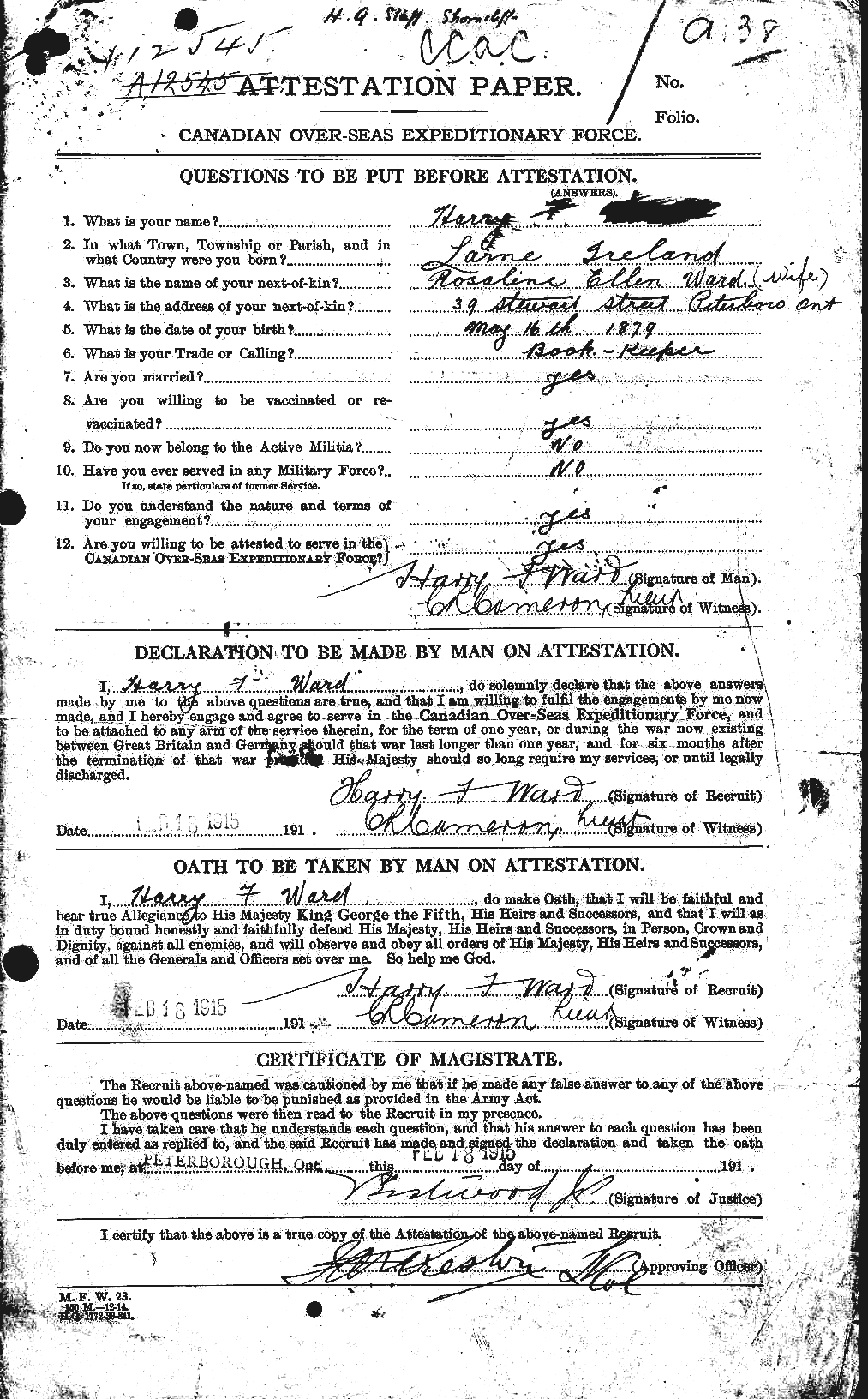 Personnel Records of the First World War - CEF 657813a