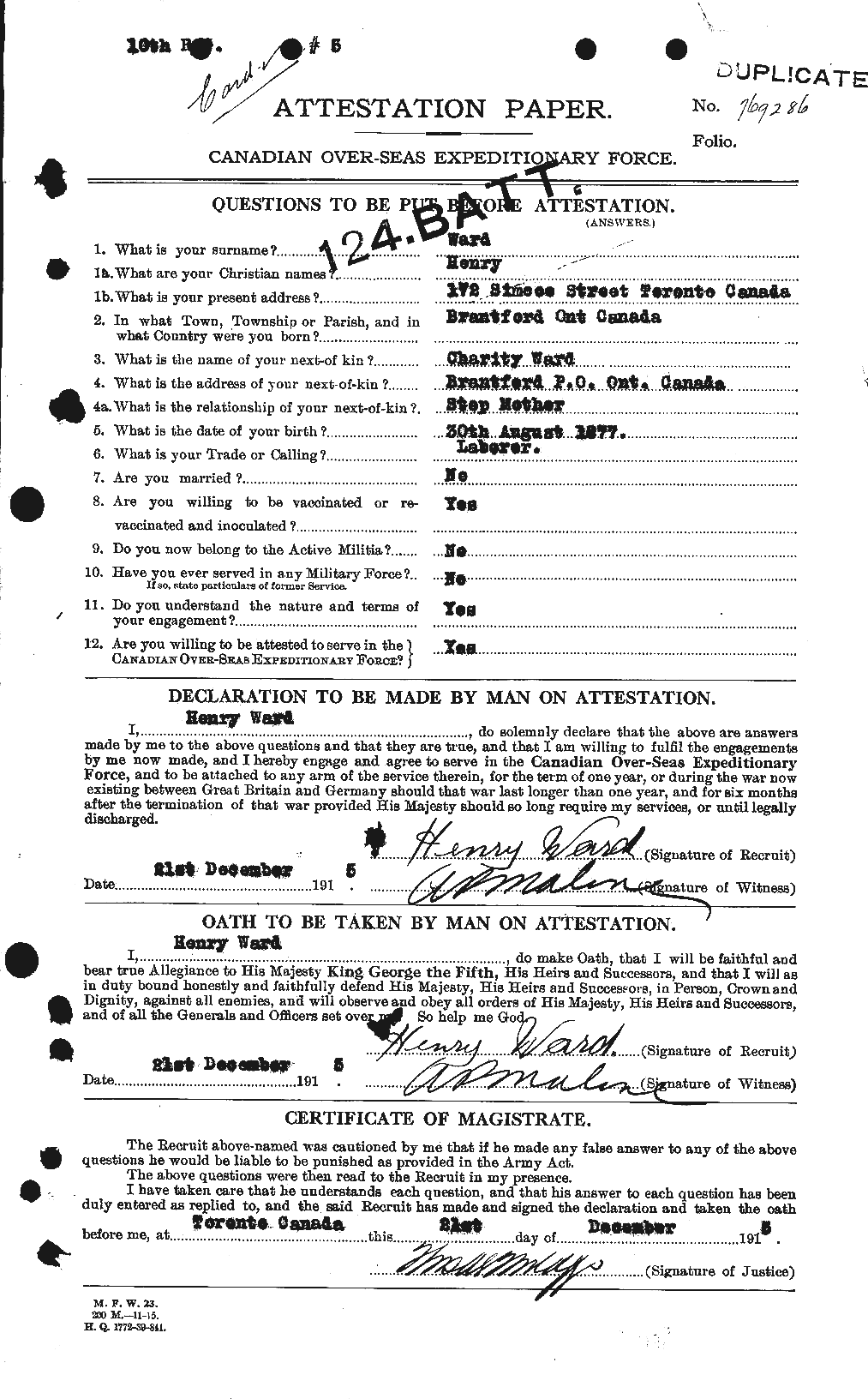 Personnel Records of the First World War - CEF 657820a