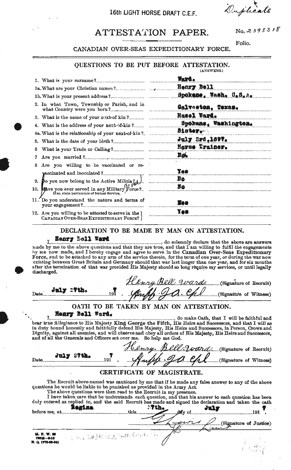 Personnel Records of the First World War - CEF 657830a