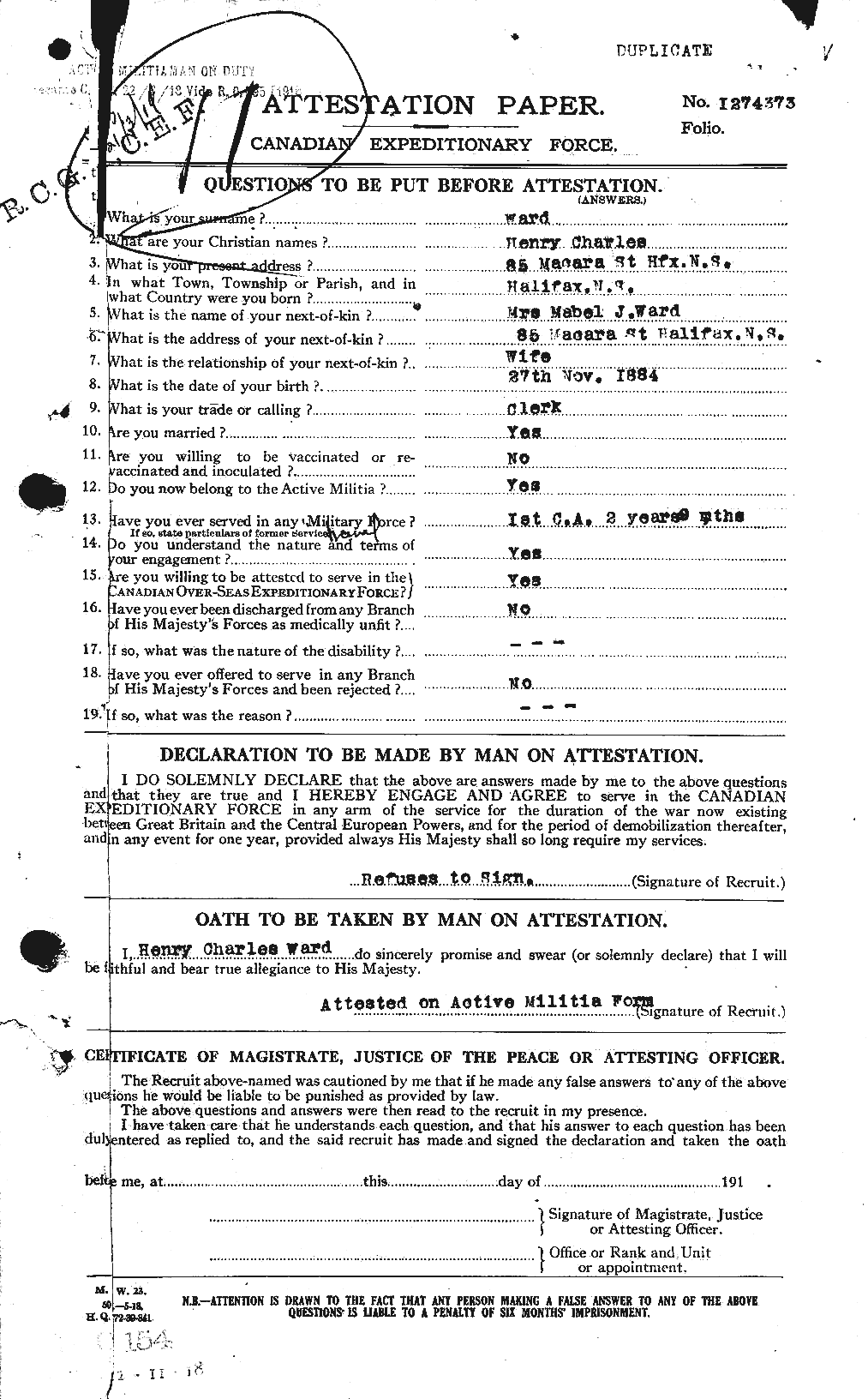 Personnel Records of the First World War - CEF 657831a