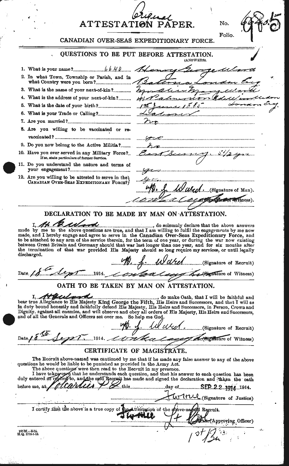 Personnel Records of the First World War - CEF 657837a