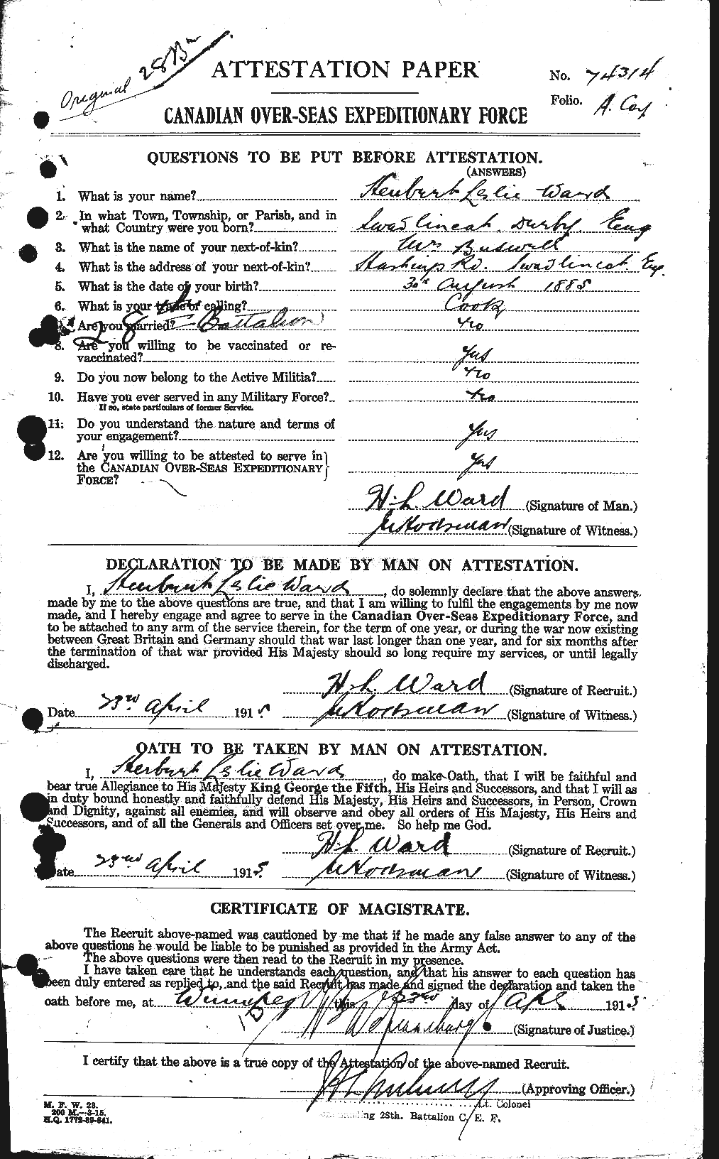 Personnel Records of the First World War - CEF 657855a