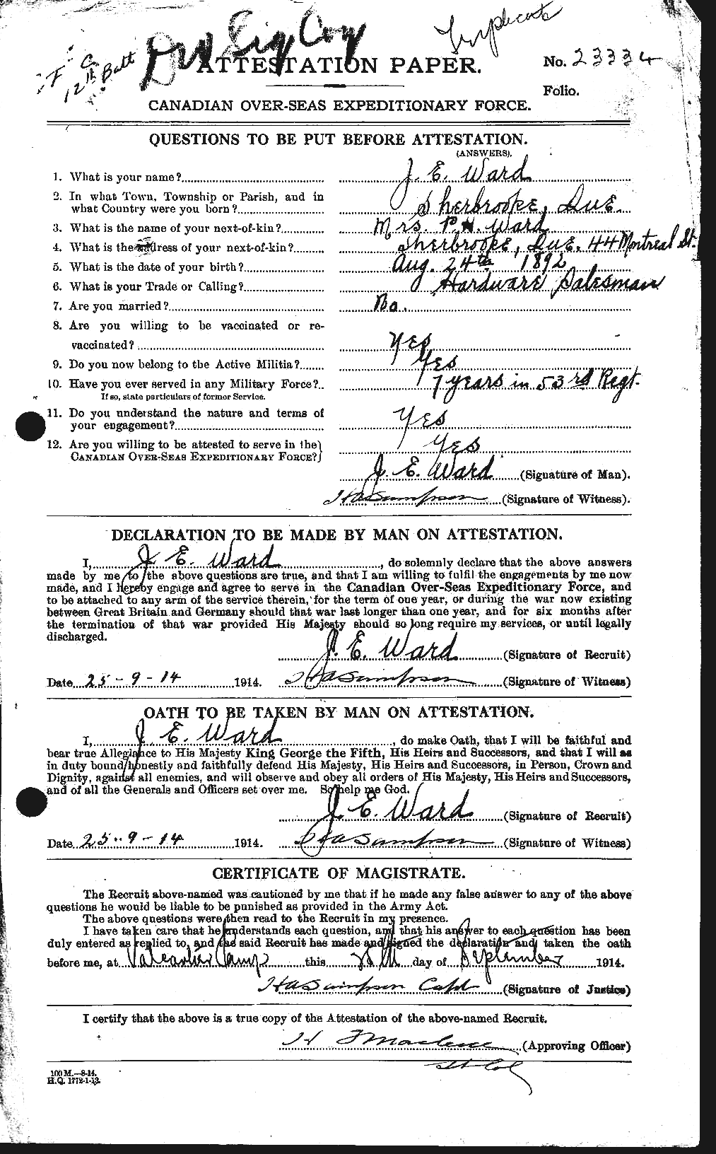 Personnel Records of the First World War - CEF 657869a