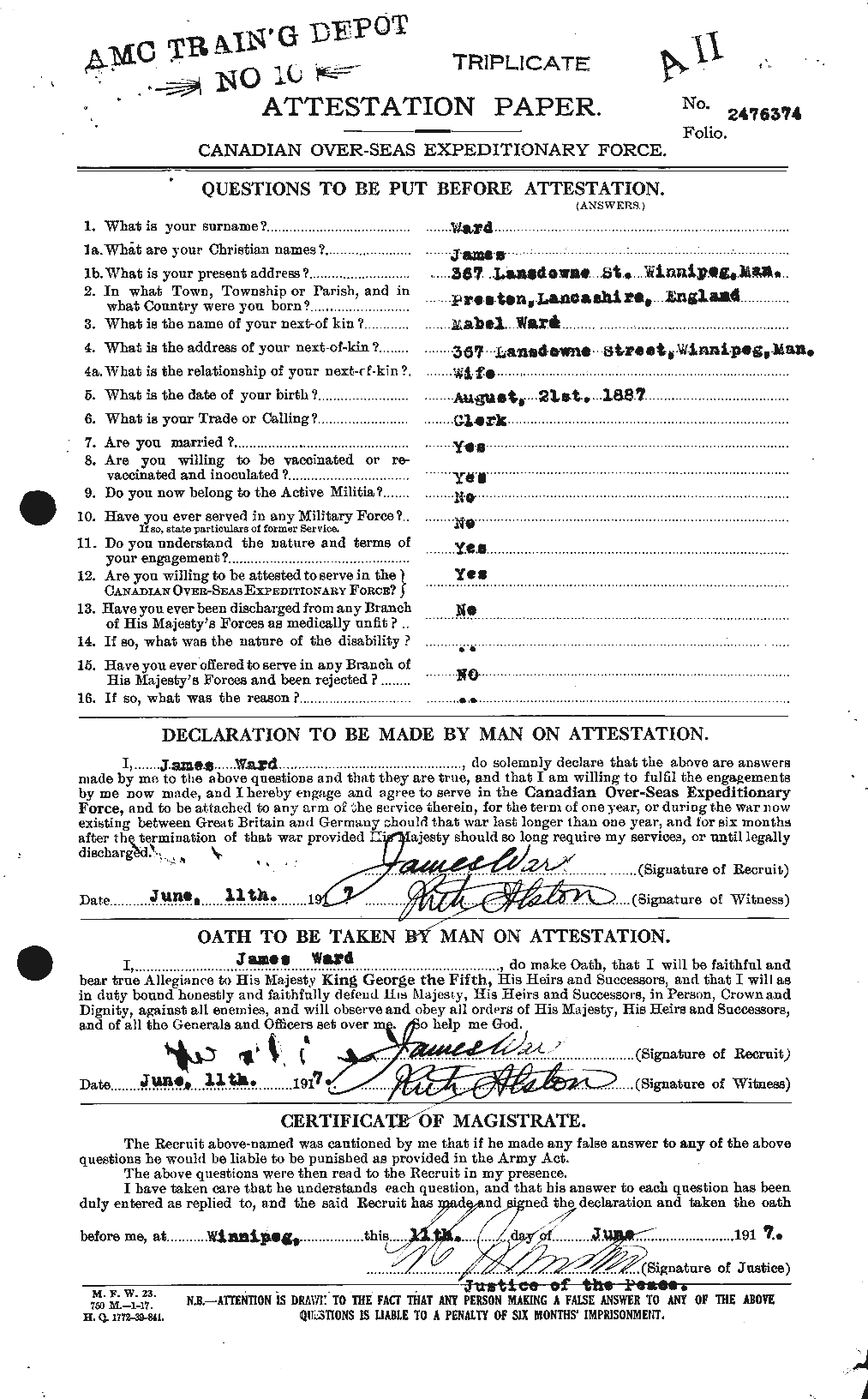 Personnel Records of the First World War - CEF 657876a