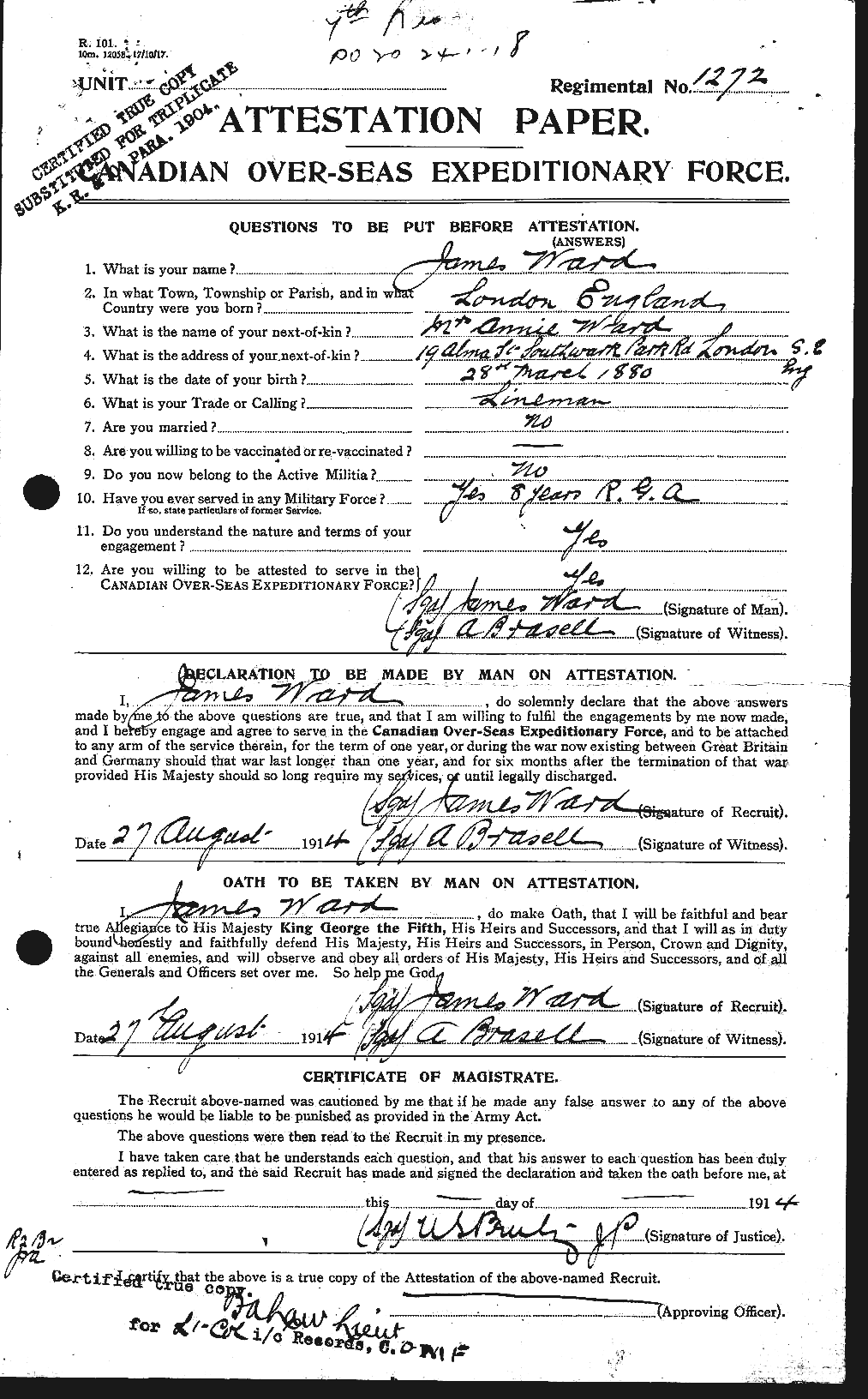 Personnel Records of the First World War - CEF 657878a