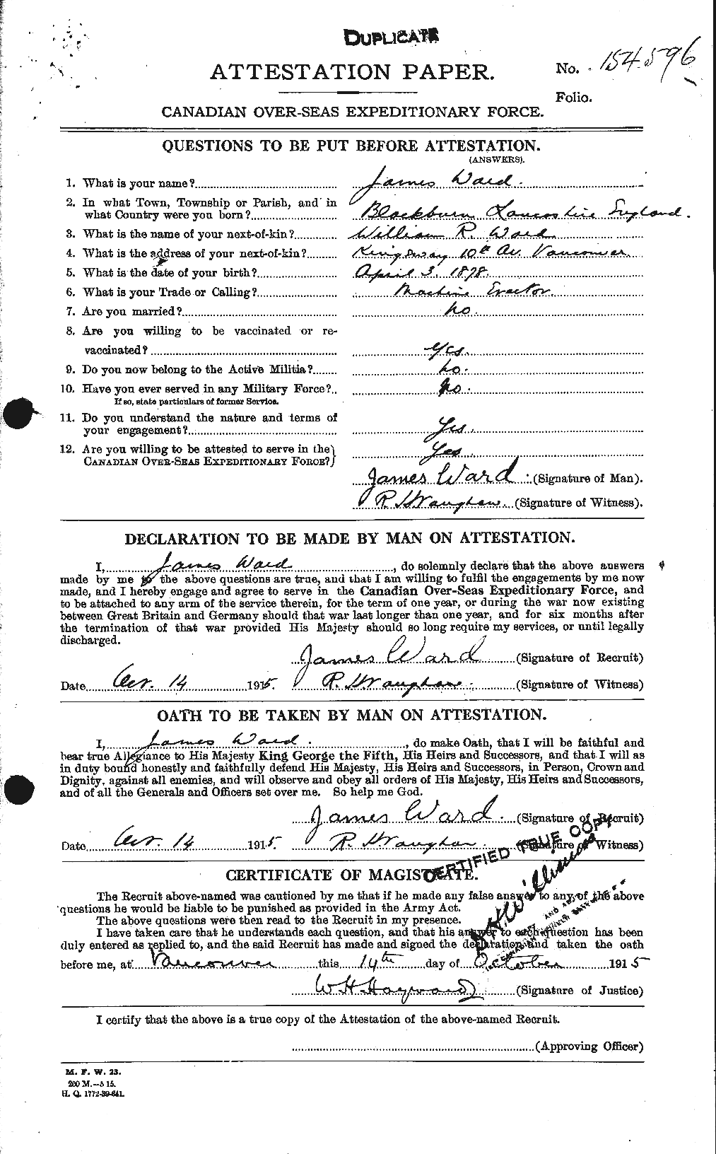 Personnel Records of the First World War - CEF 657888a