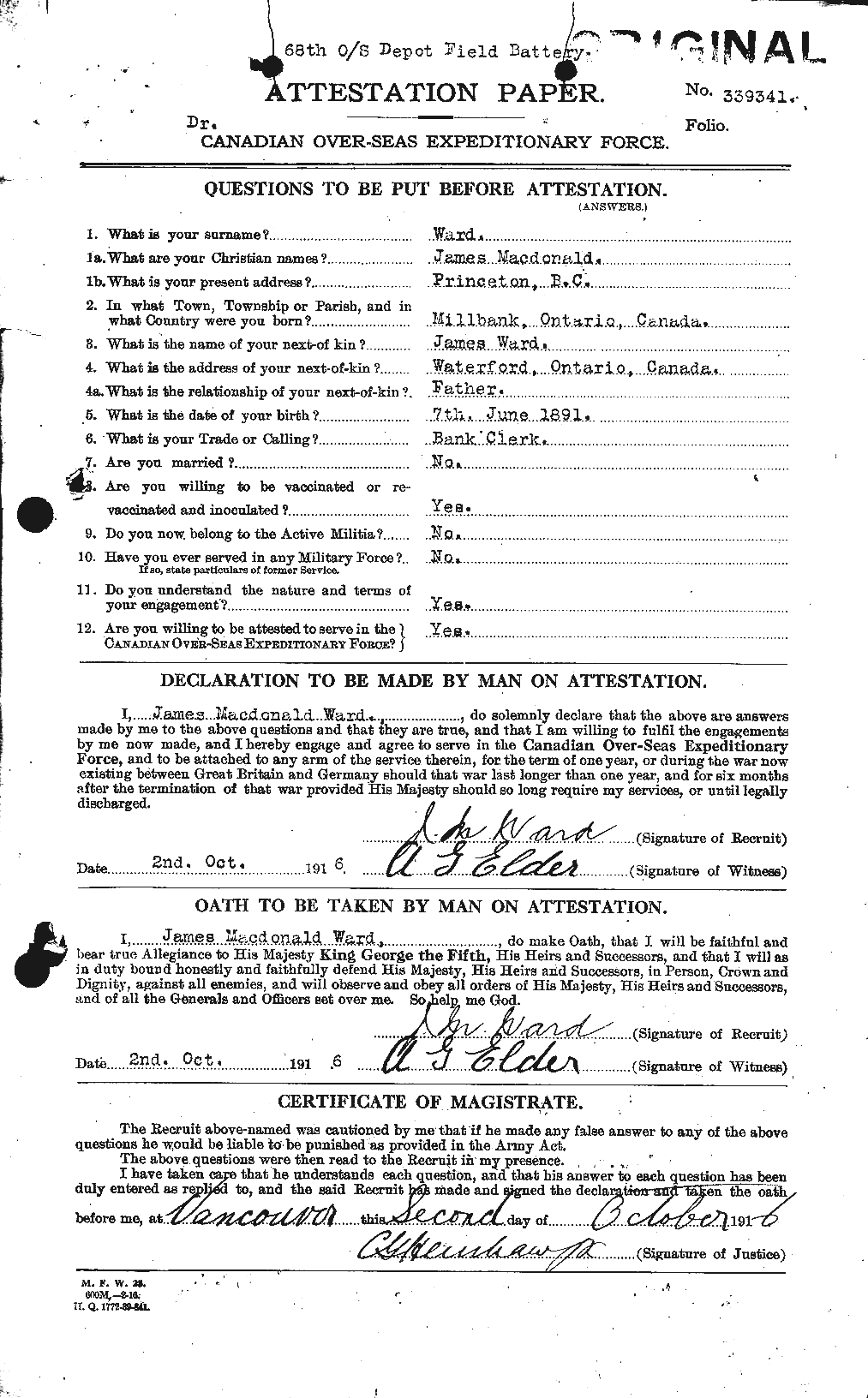 Personnel Records of the First World War - CEF 657914a