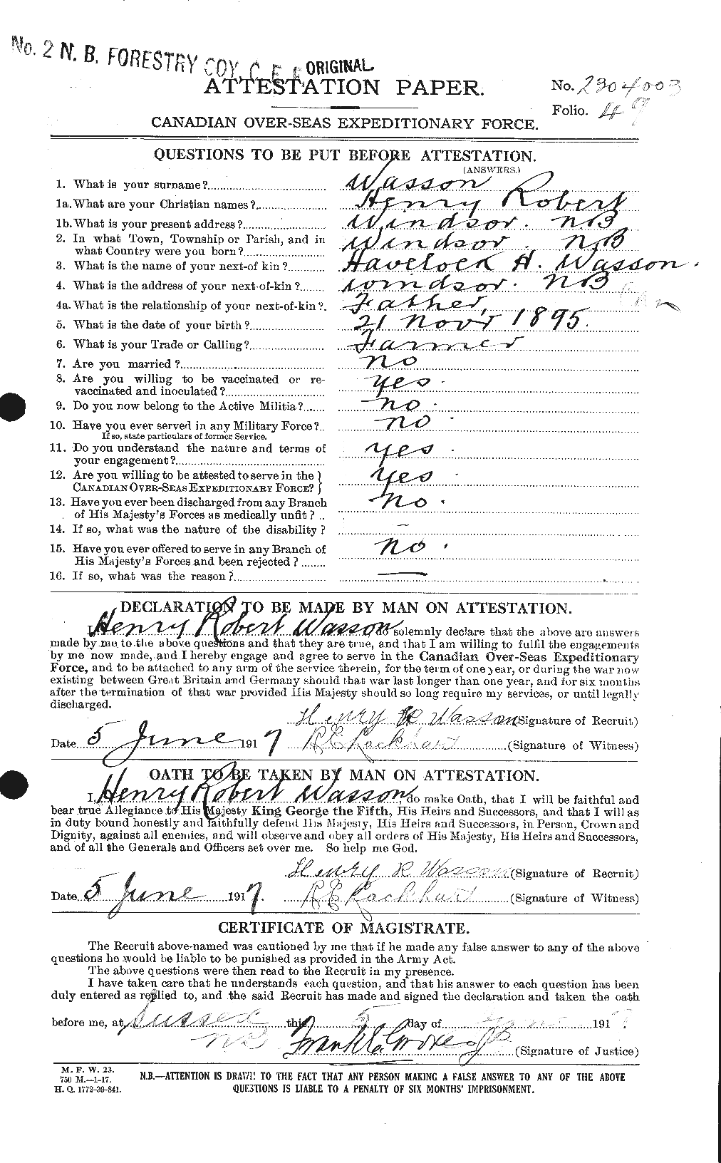 Personnel Records of the First World War - CEF 657958a