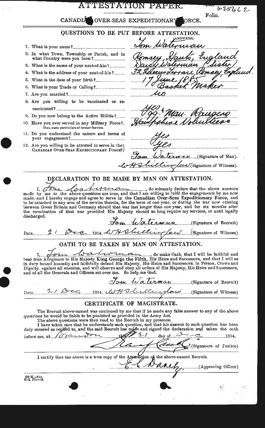 Personnel Records of the First World War - CEF 658118a