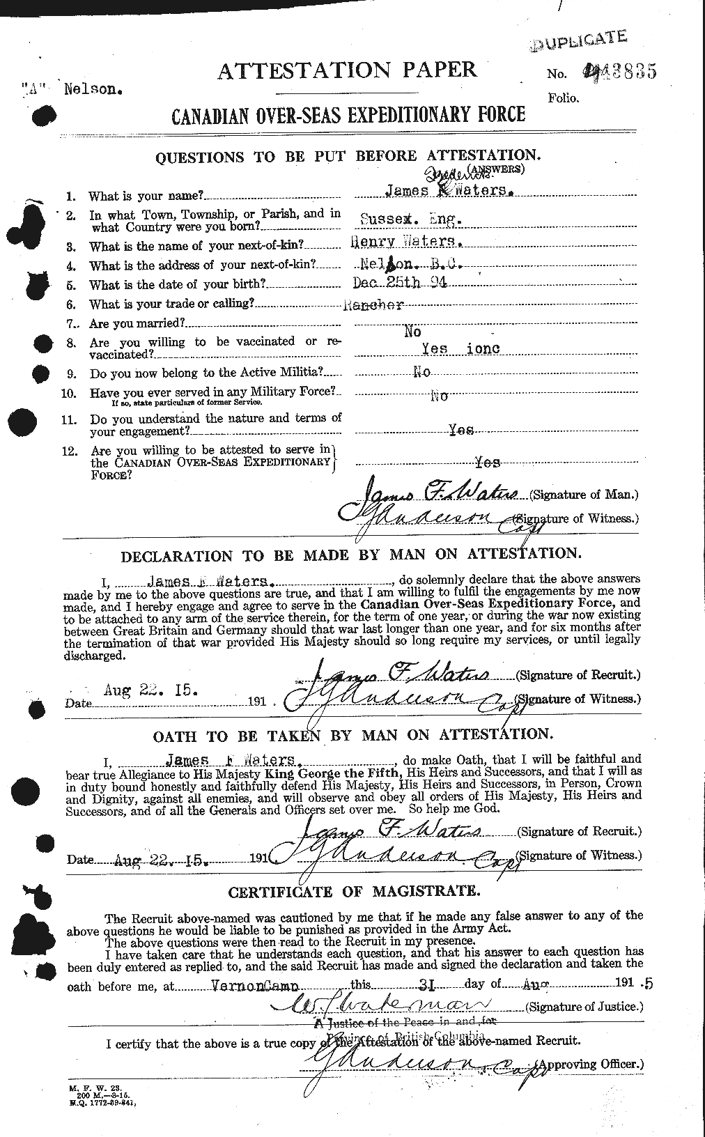 Personnel Records of the First World War - CEF 658220a