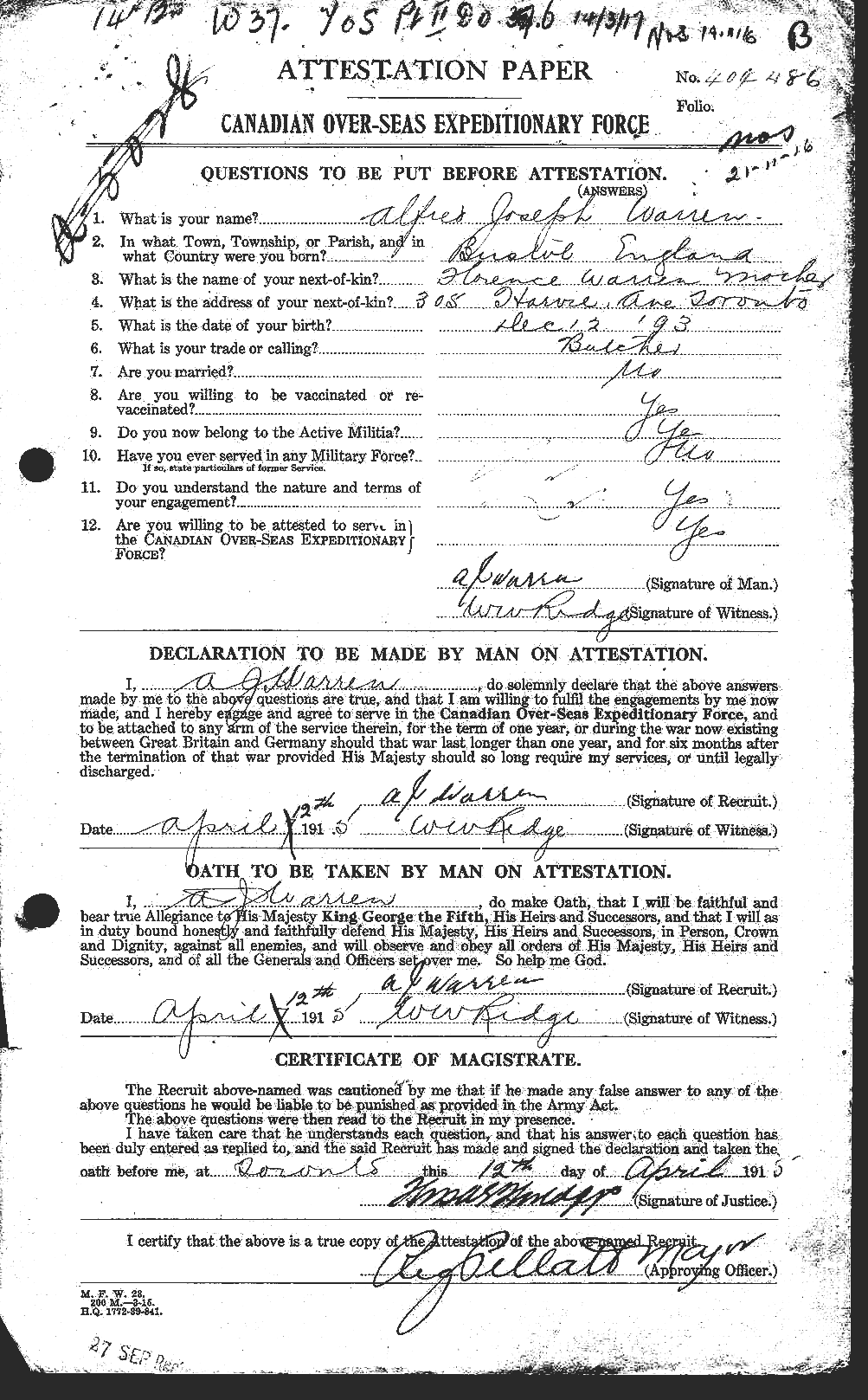 Personnel Records of the First World War - CEF 658349a