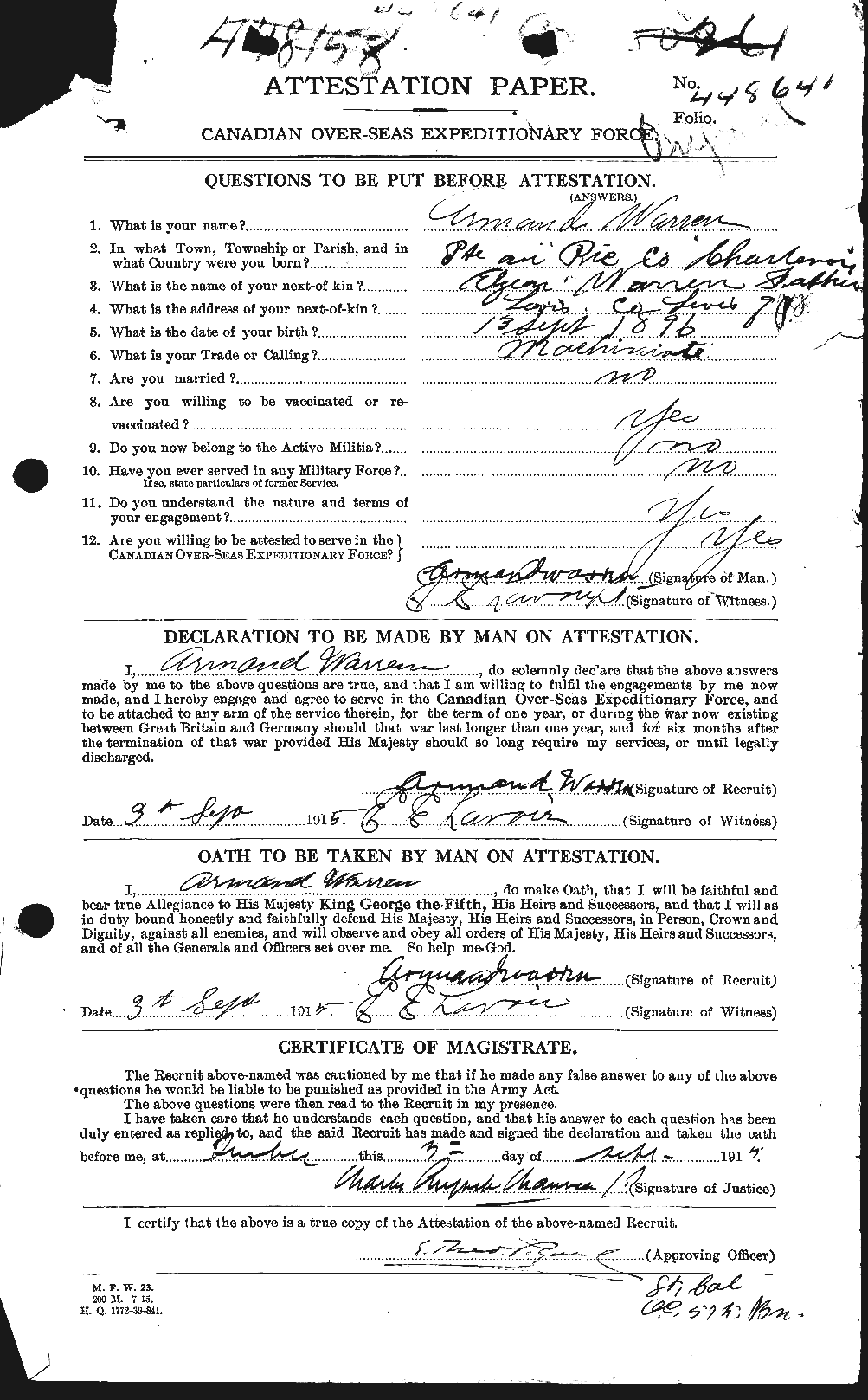 Personnel Records of the First World War - CEF 658354a