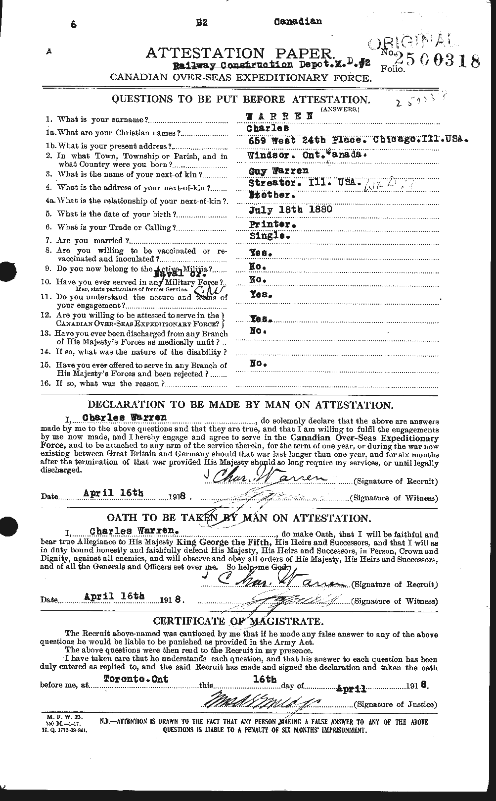 Personnel Records of the First World War - CEF 658382a