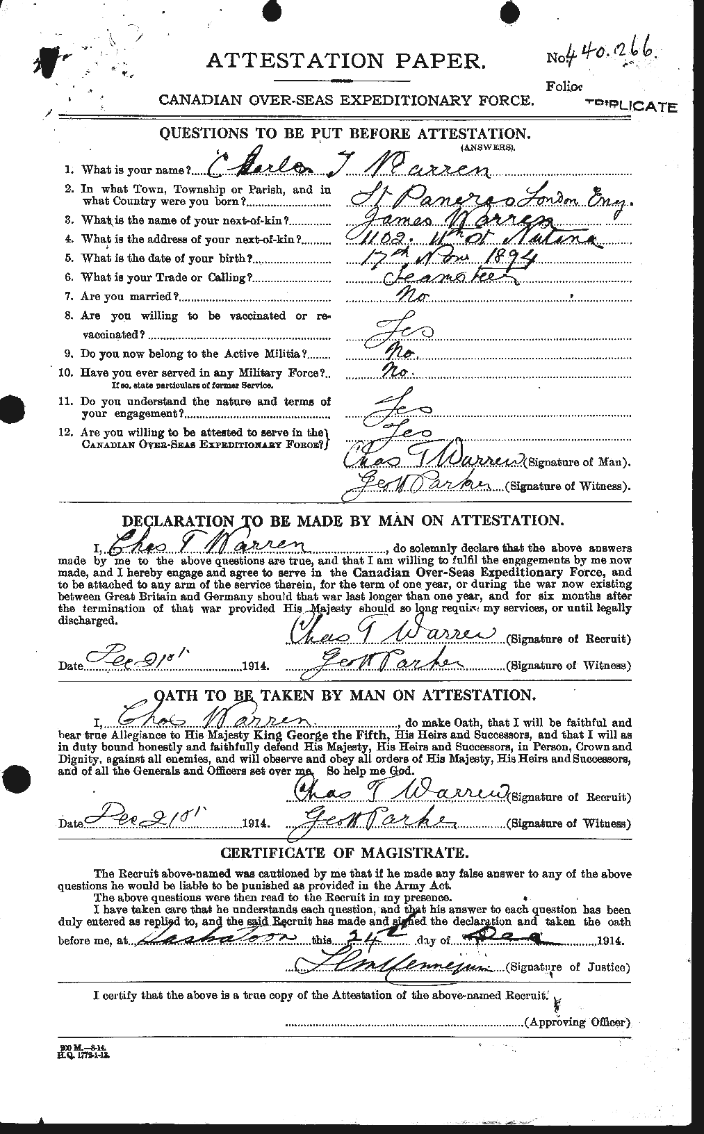 Personnel Records of the First World War - CEF 658391a