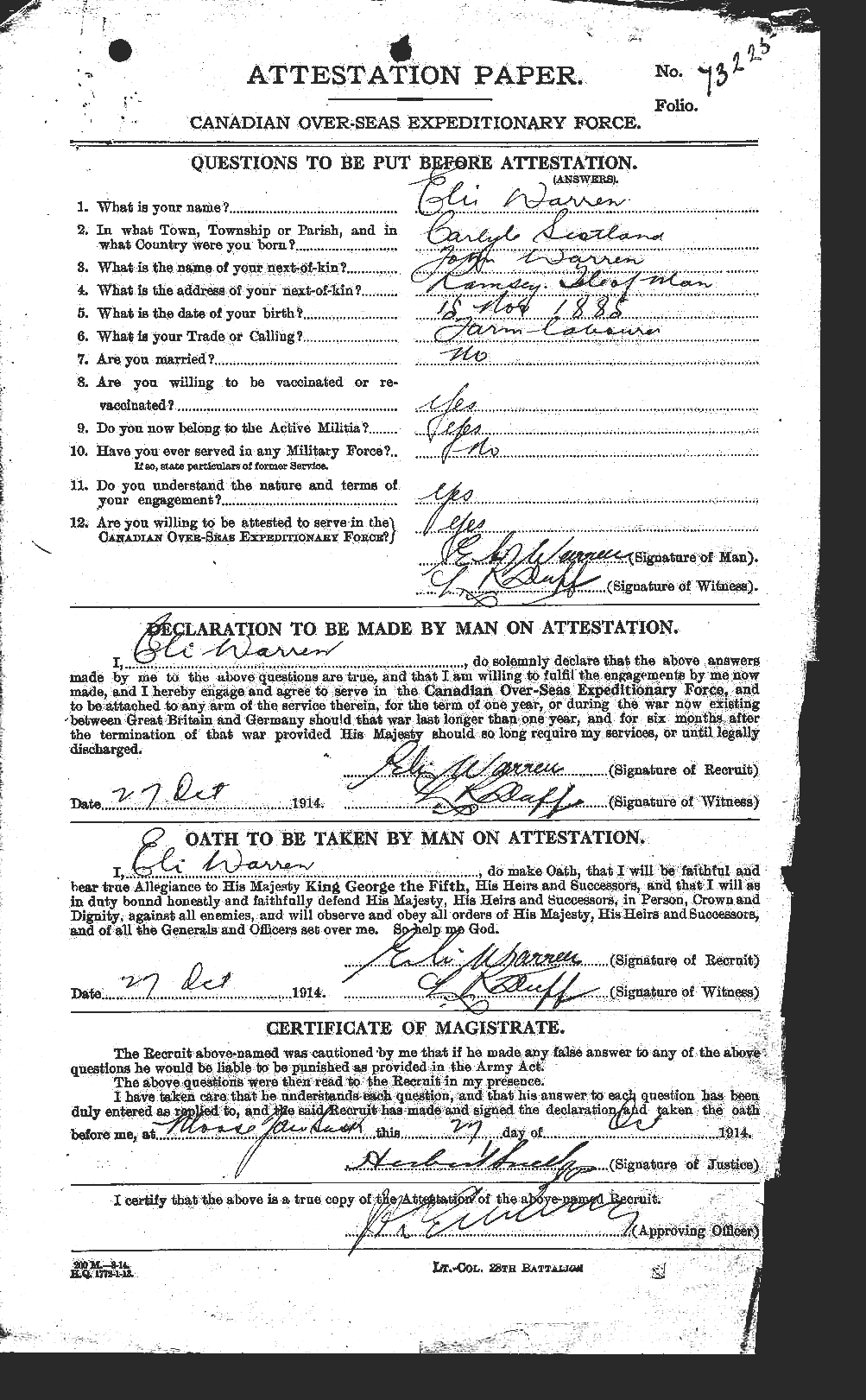 Personnel Records of the First World War - CEF 658419a