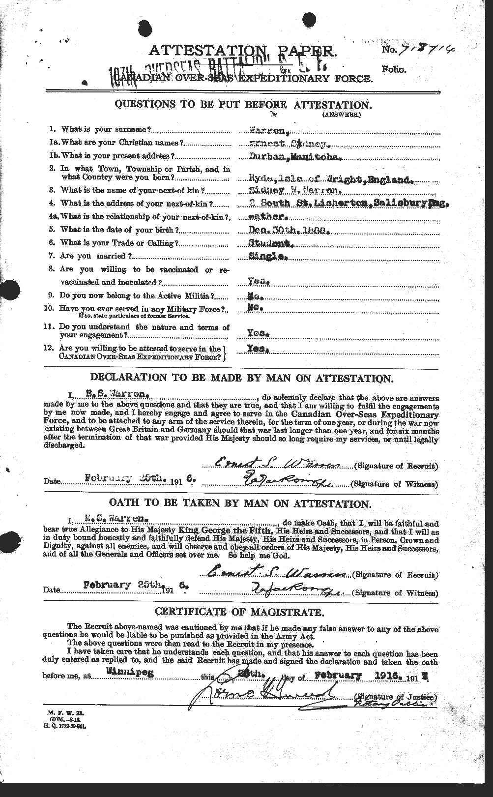 Personnel Records of the First World War - CEF 658424a