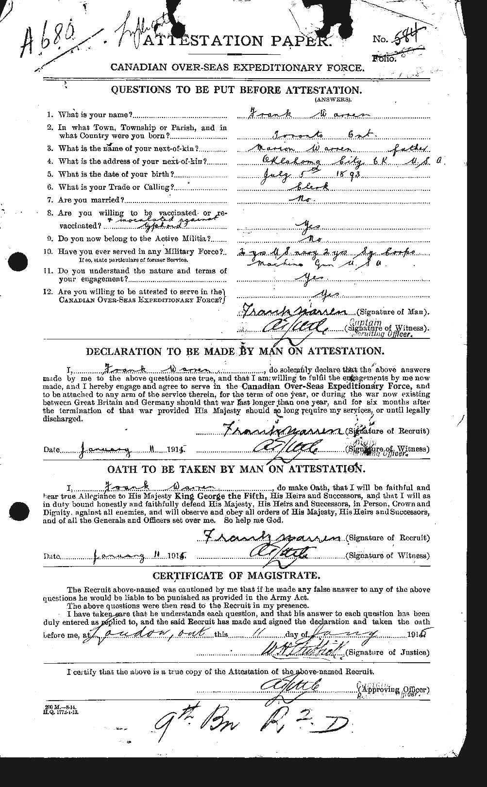 Personnel Records of the First World War - CEF 658432a