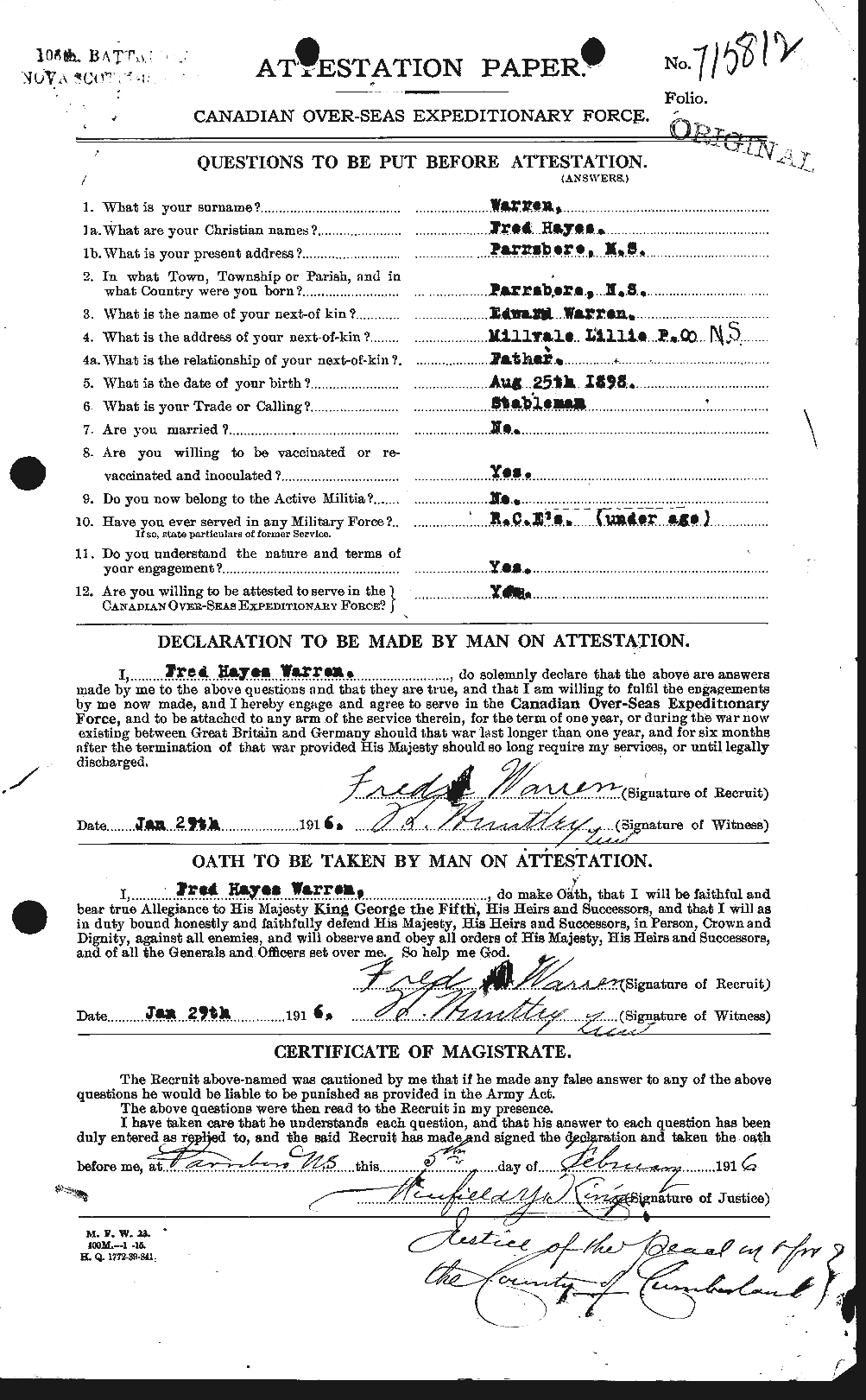 Personnel Records of the First World War - CEF 658439a