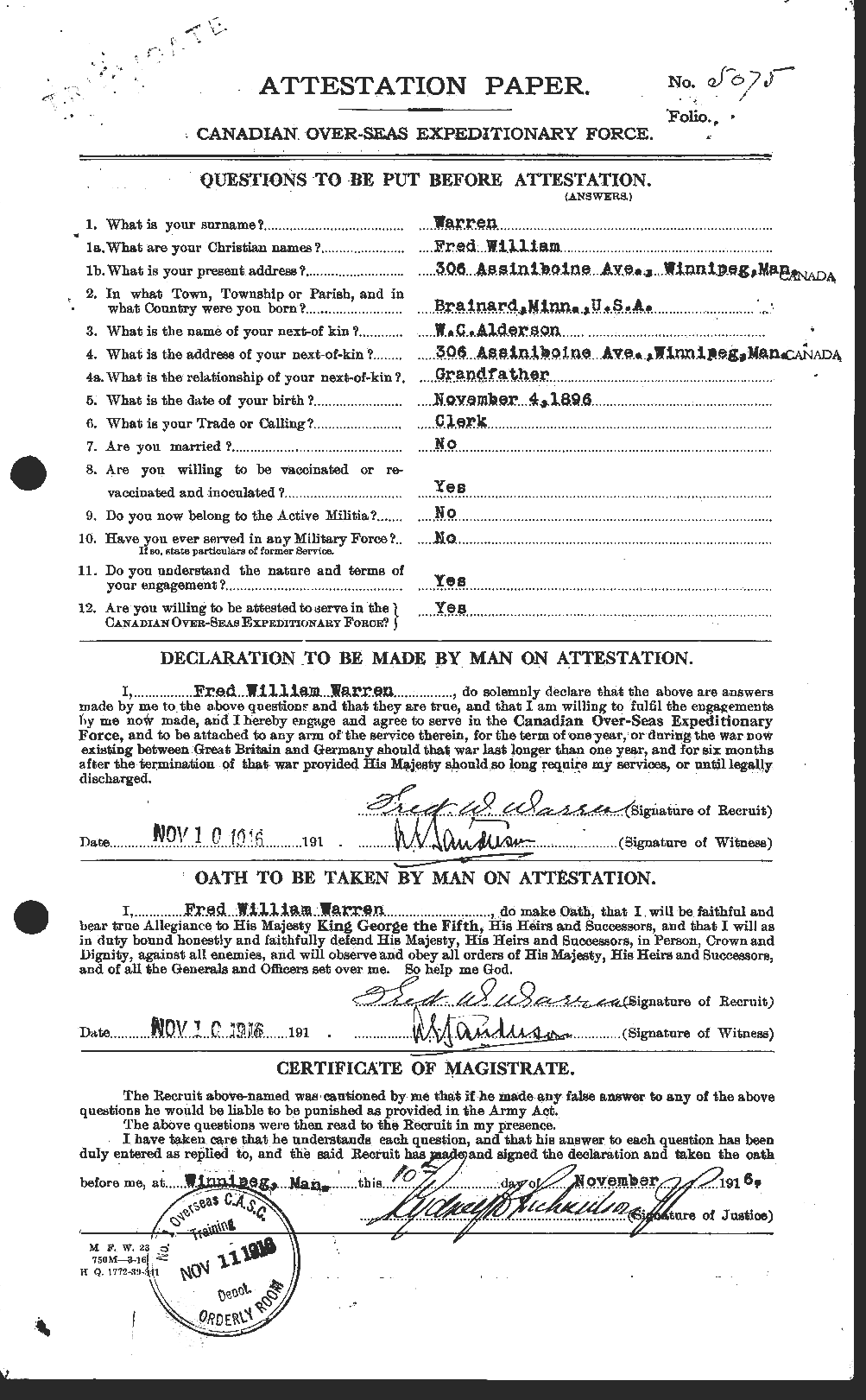 Personnel Records of the First World War - CEF 658440a