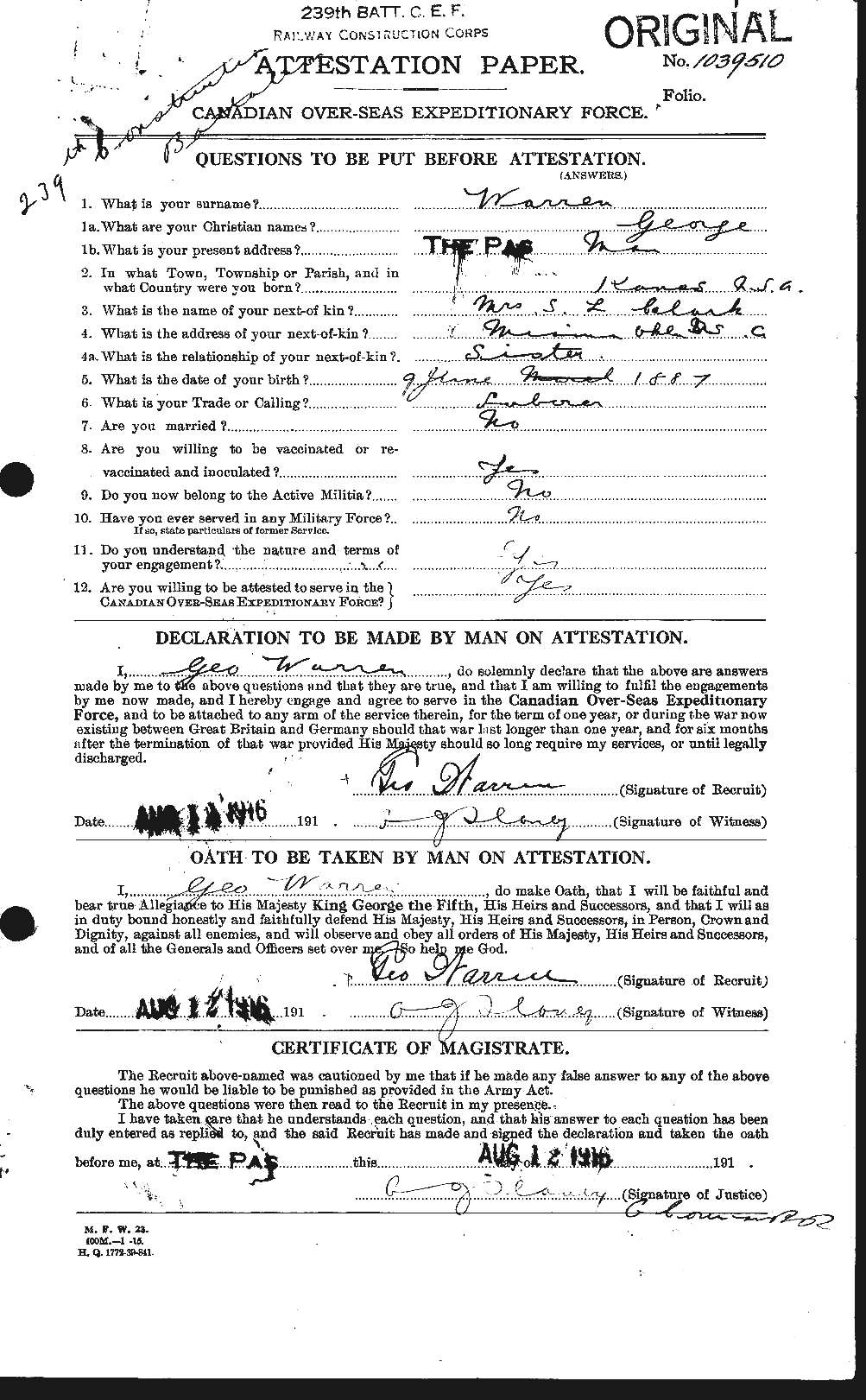 Personnel Records of the First World War - CEF 658453a