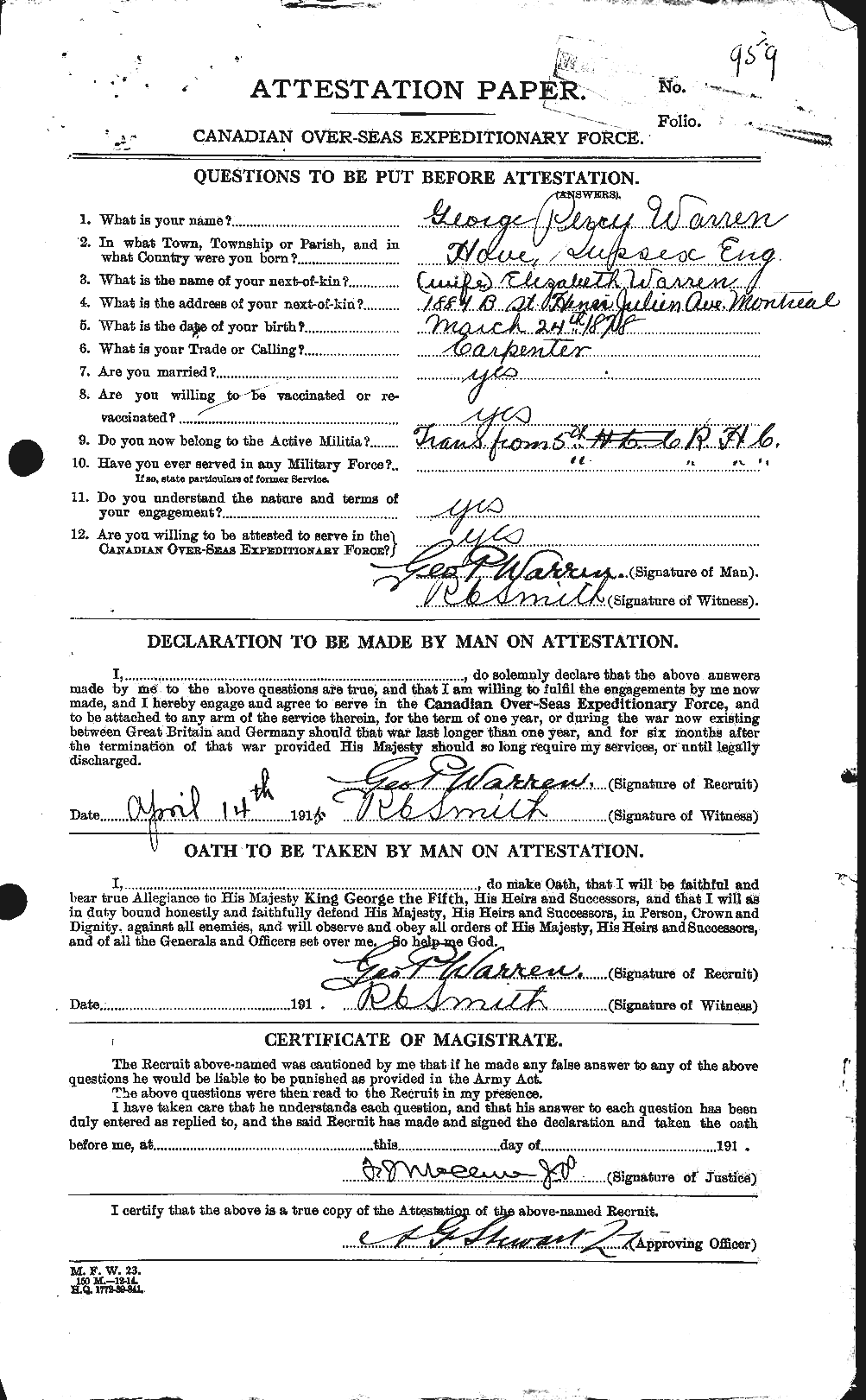 Personnel Records of the First World War - CEF 658471a