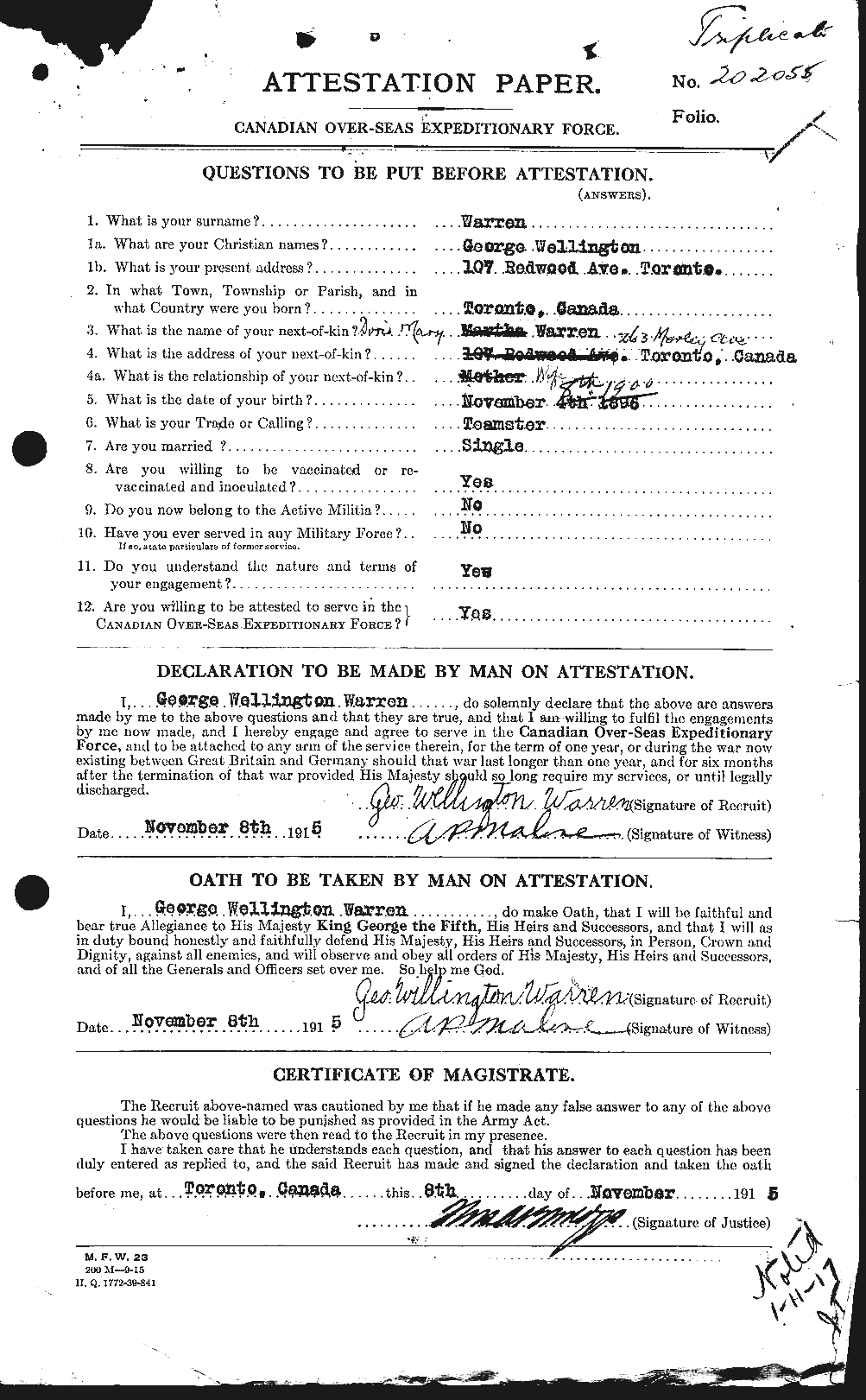 Personnel Records of the First World War - CEF 658473a