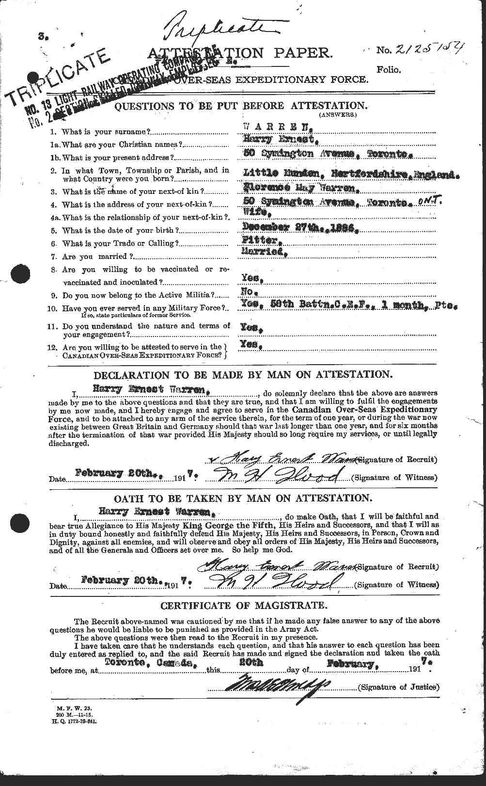 Personnel Records of the First World War - CEF 658486a