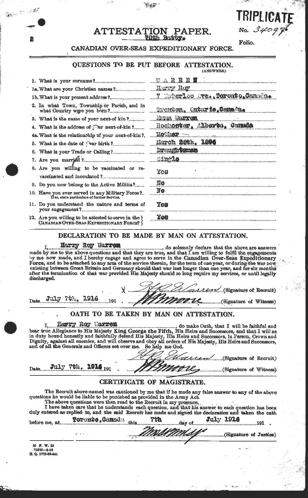 Personnel Records of the First World War - CEF 658489a