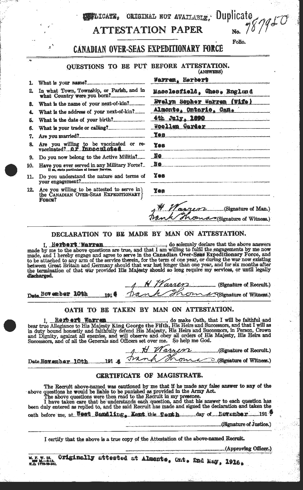 Personnel Records of the First World War - CEF 658499a