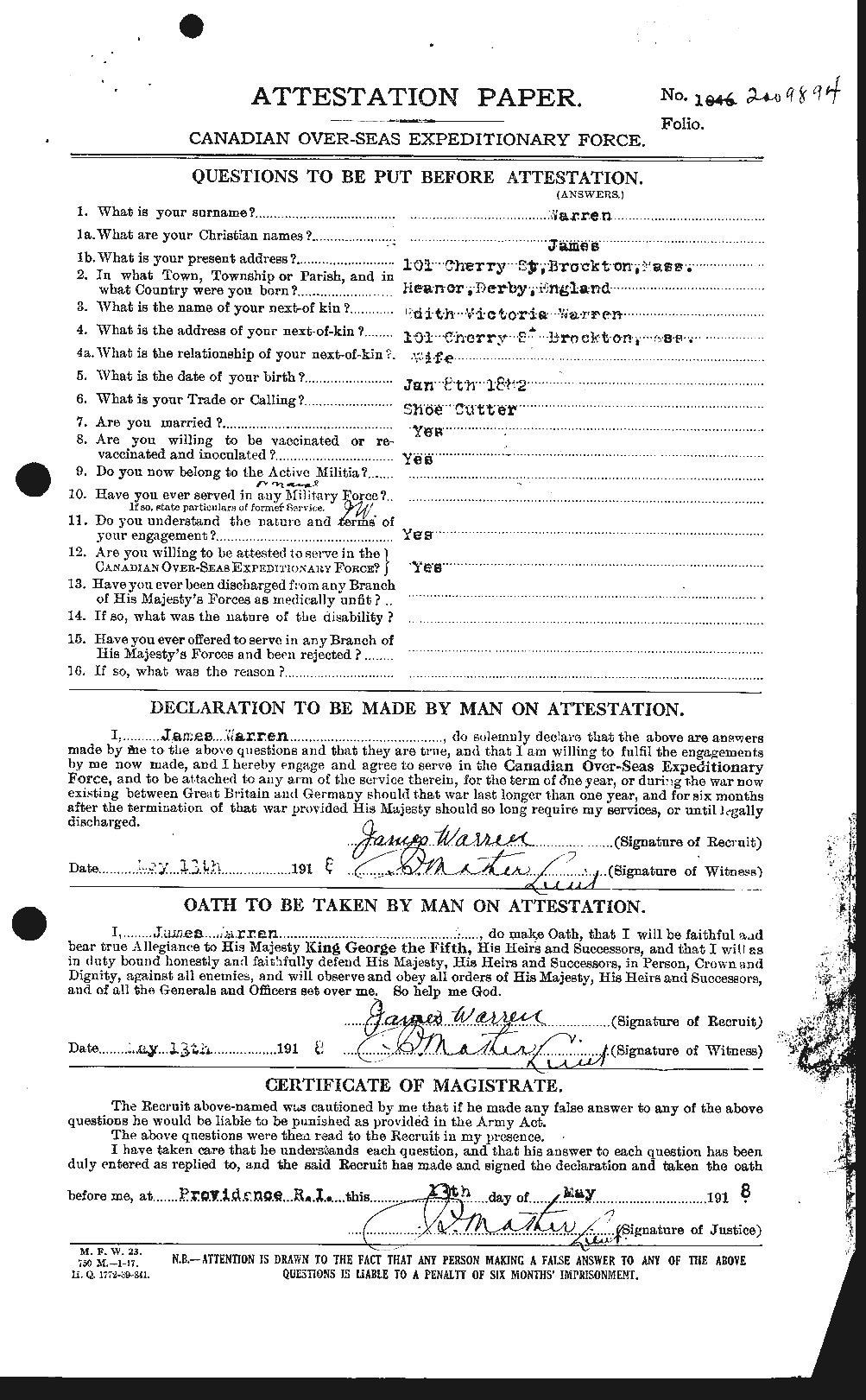 Personnel Records of the First World War - CEF 658517a