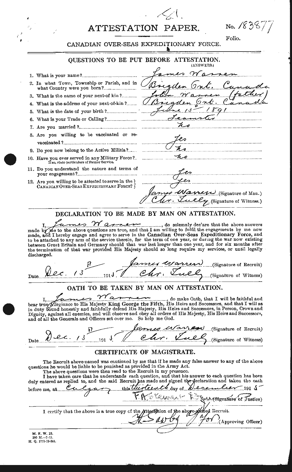 Personnel Records of the First World War - CEF 658522a