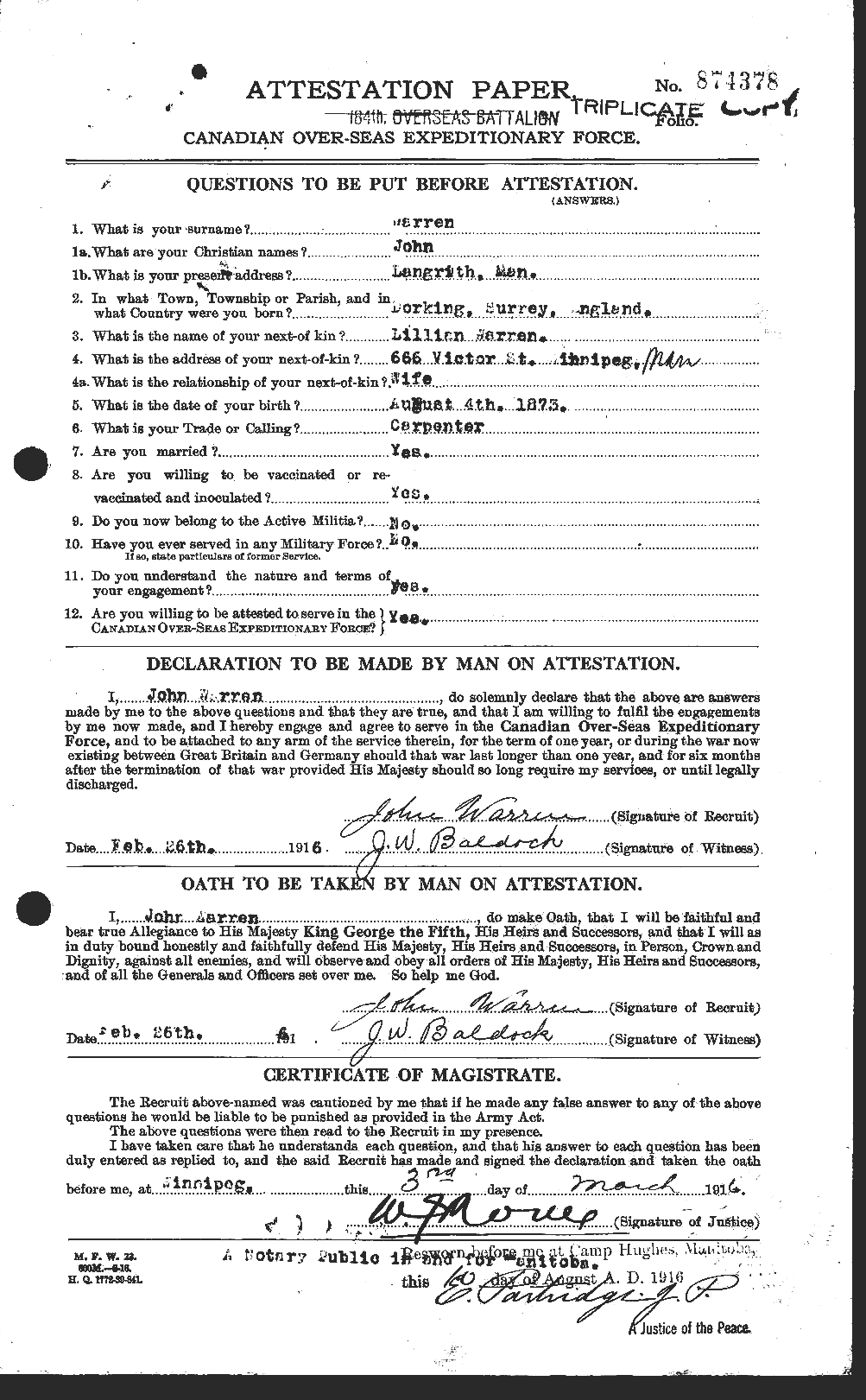 Personnel Records of the First World War - CEF 658534a