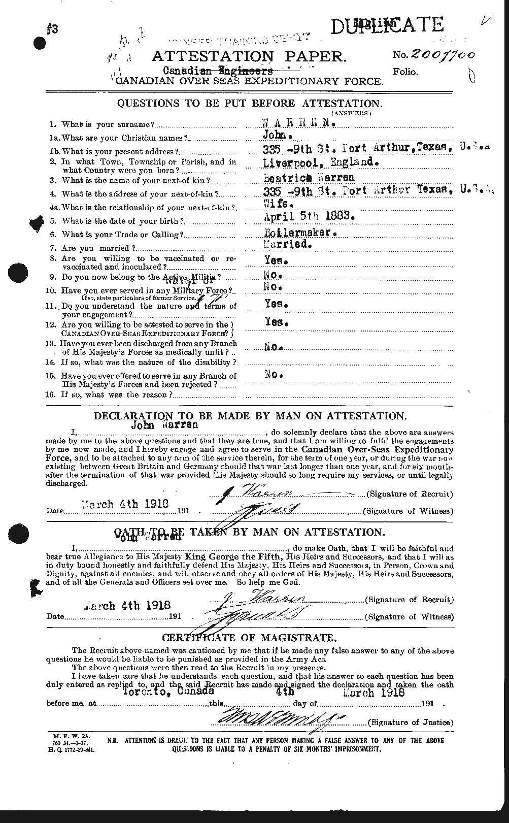 Personnel Records of the First World War - CEF 658540a