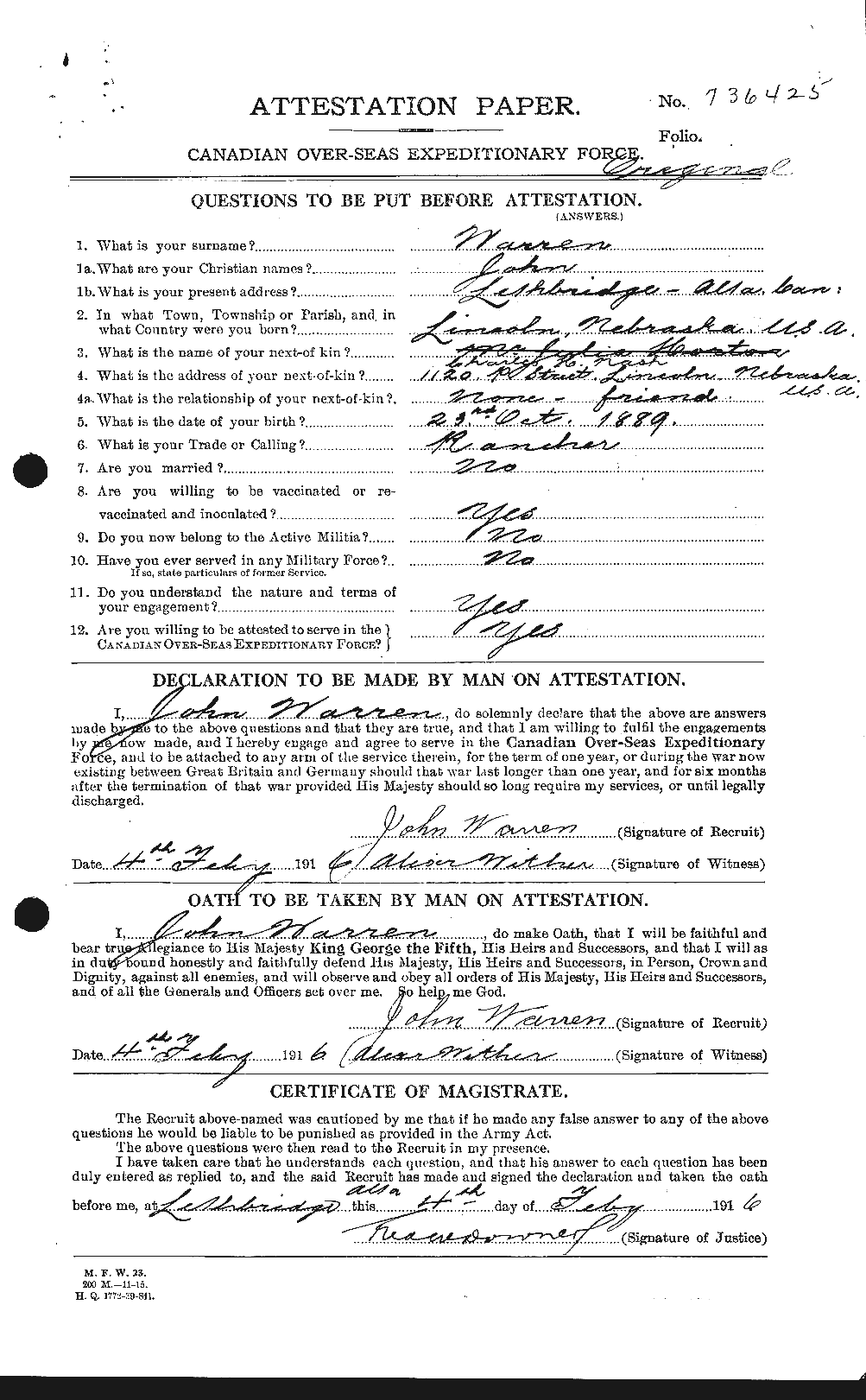 Personnel Records of the First World War - CEF 658543a