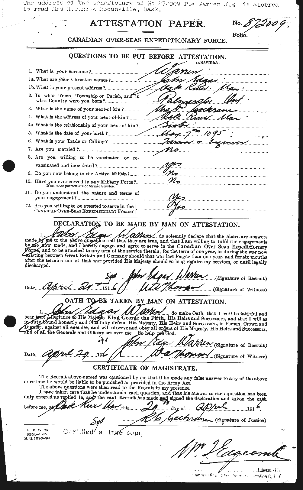 Personnel Records of the First World War - CEF 658550a
