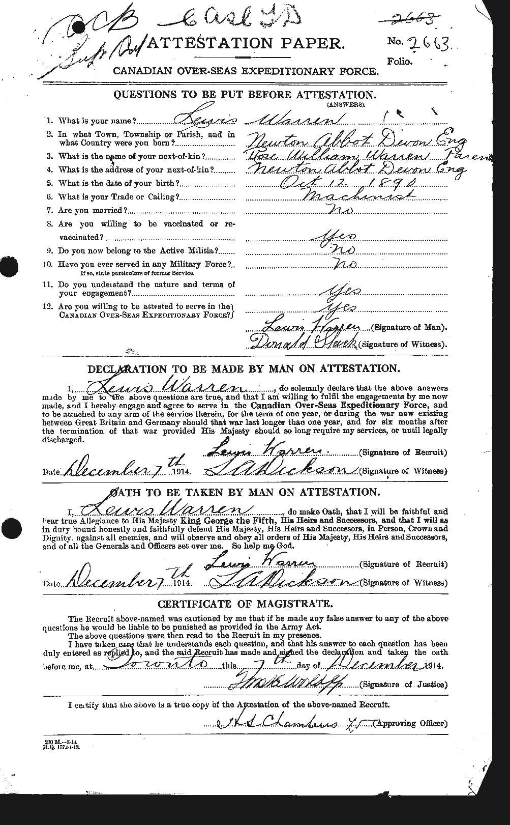 Personnel Records of the First World War - CEF 658588a
