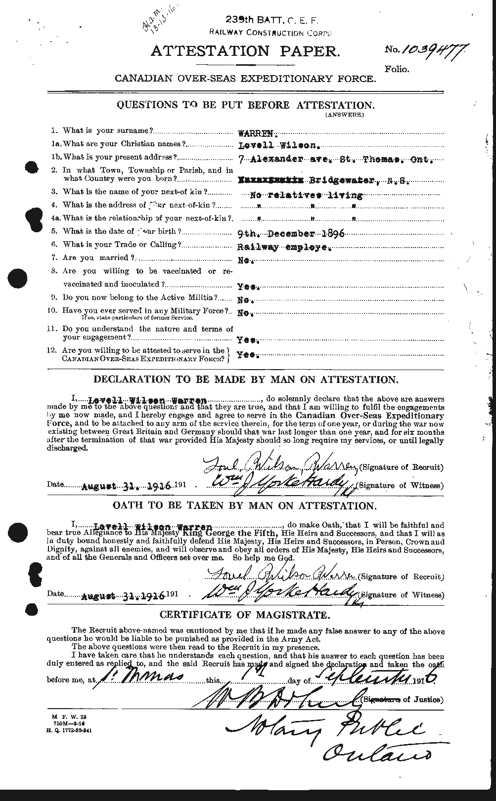 Personnel Records of the First World War - CEF 658595a