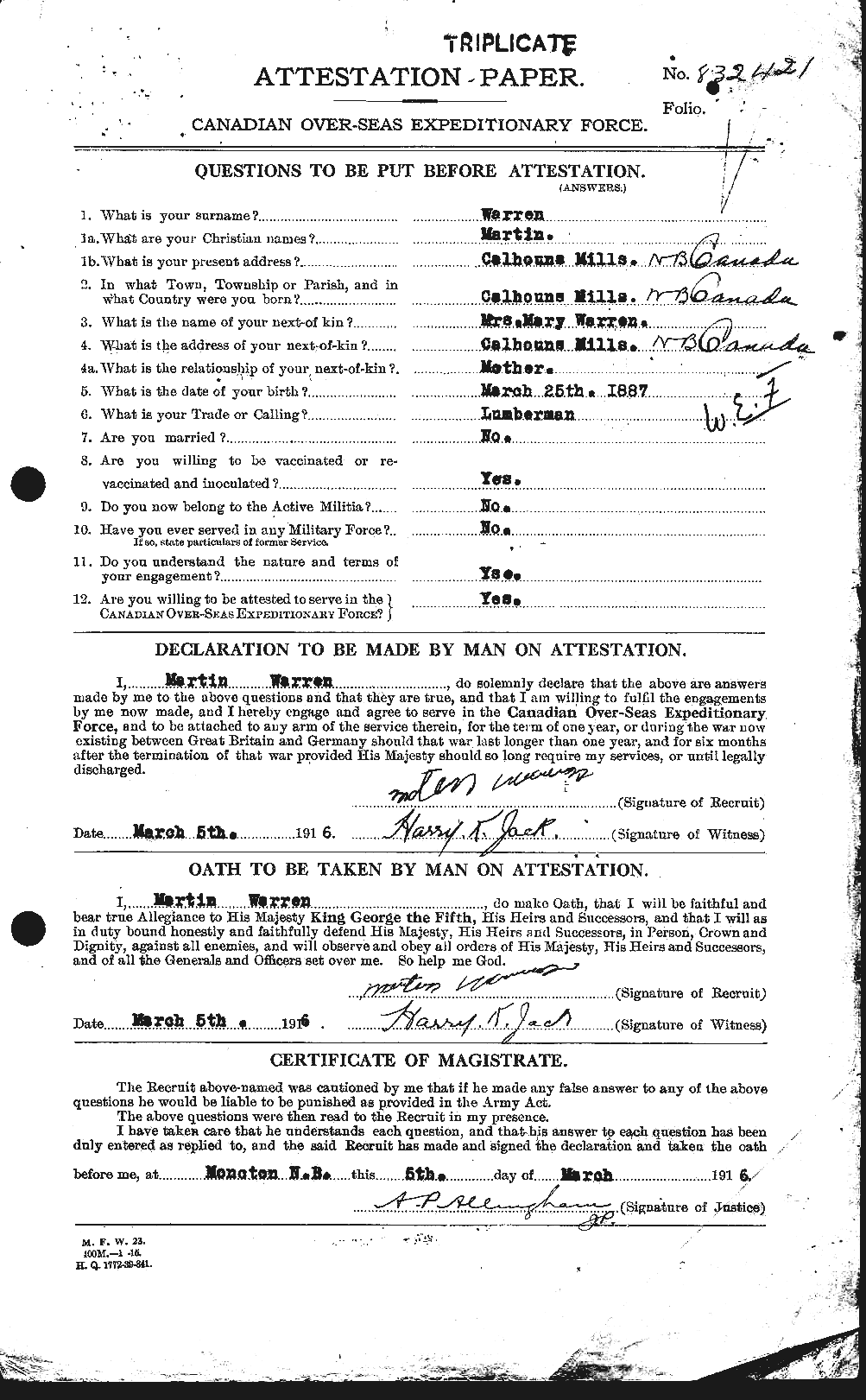 Personnel Records of the First World War - CEF 658599a