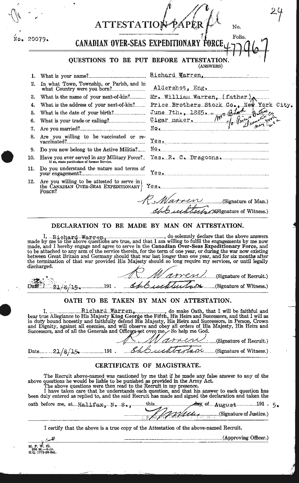 Personnel Records of the First World War - CEF 658619a