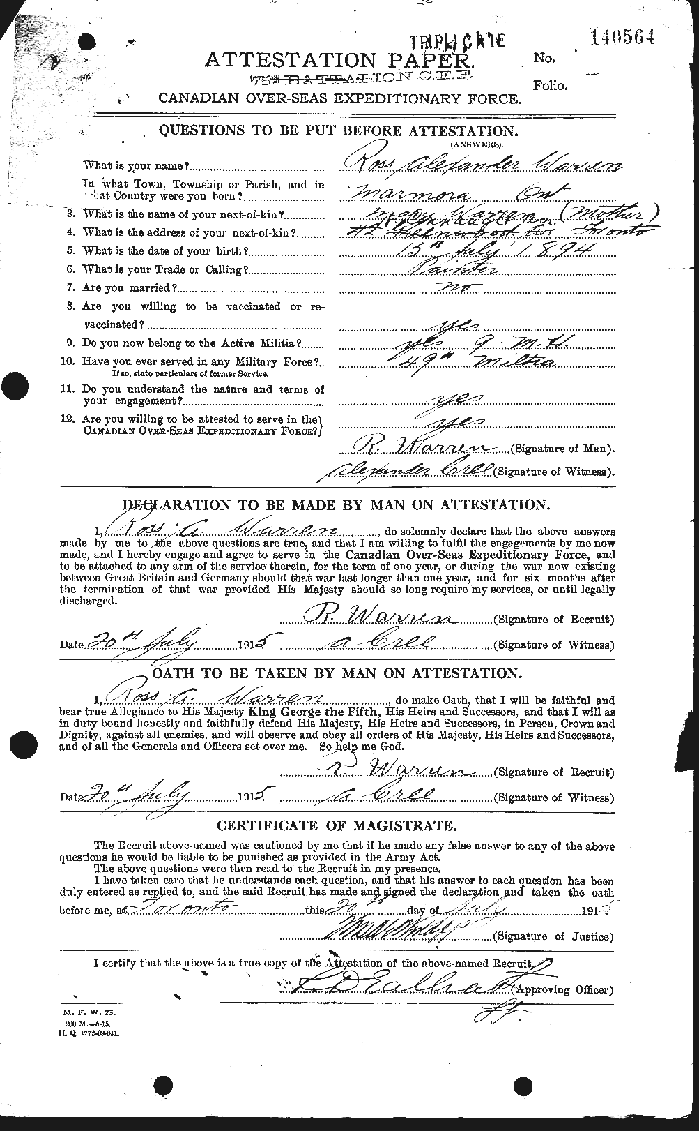 Personnel Records of the First World War - CEF 658627a