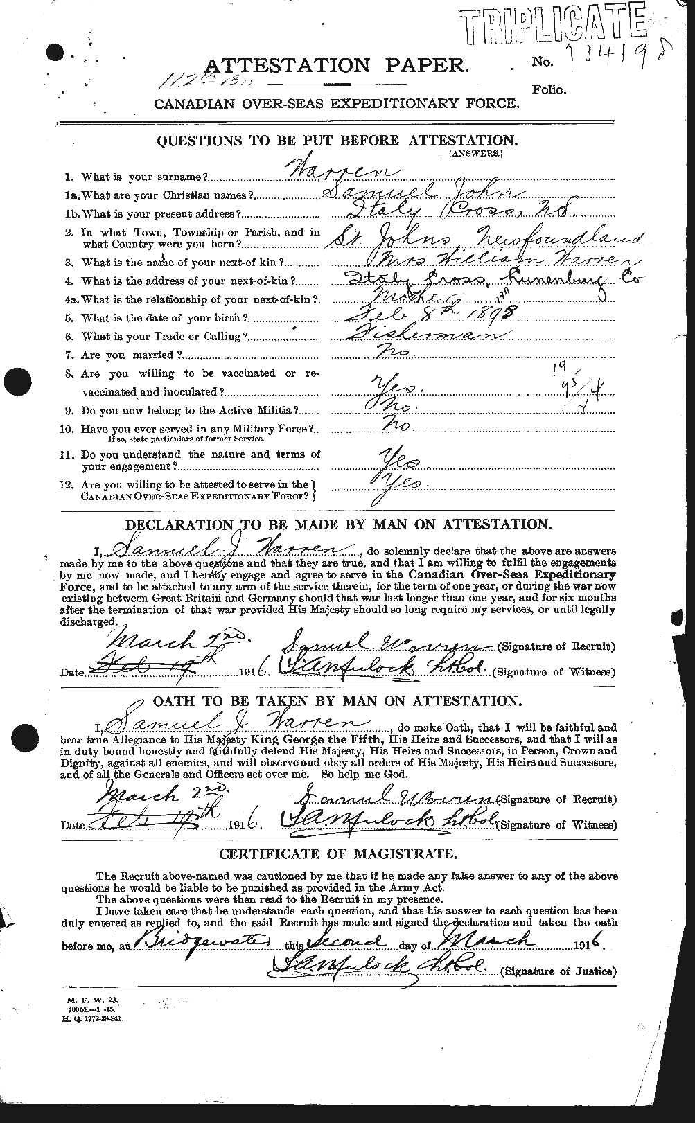 Personnel Records of the First World War - CEF 658633a