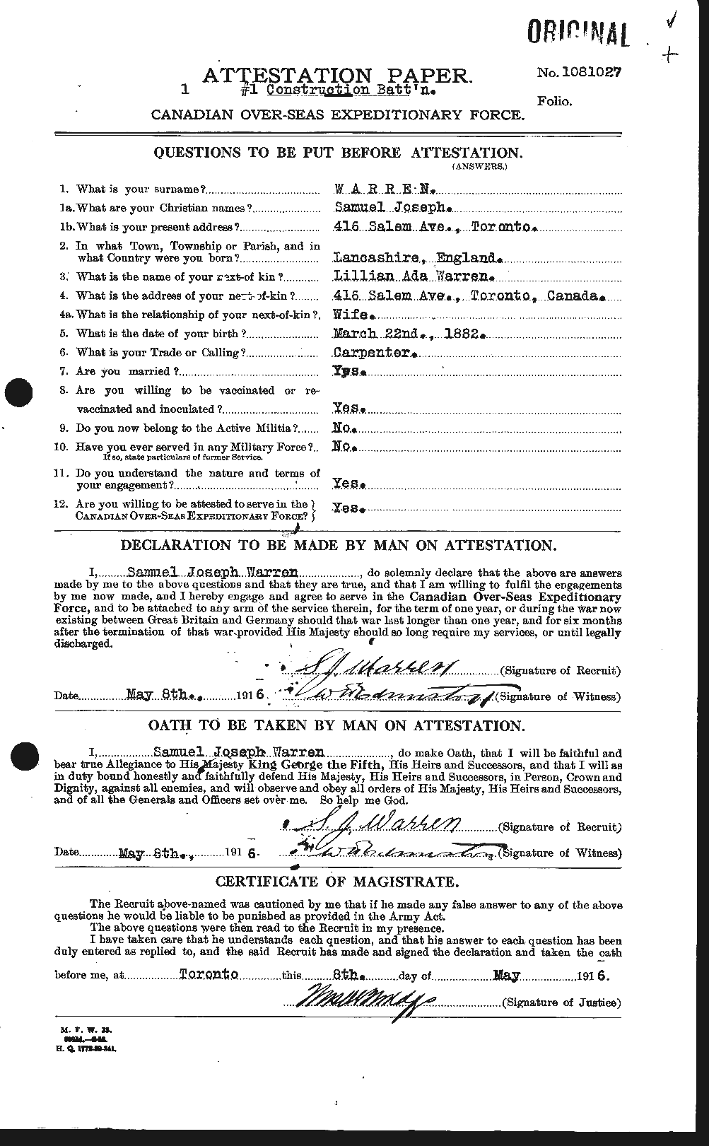 Personnel Records of the First World War - CEF 658634a