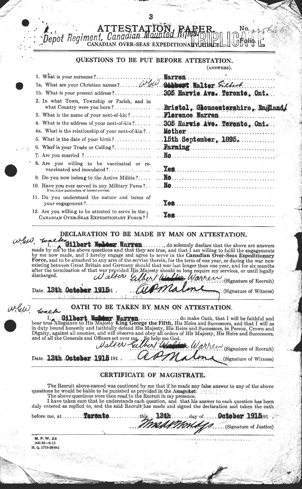 Personnel Records of the First World War - CEF 658654a