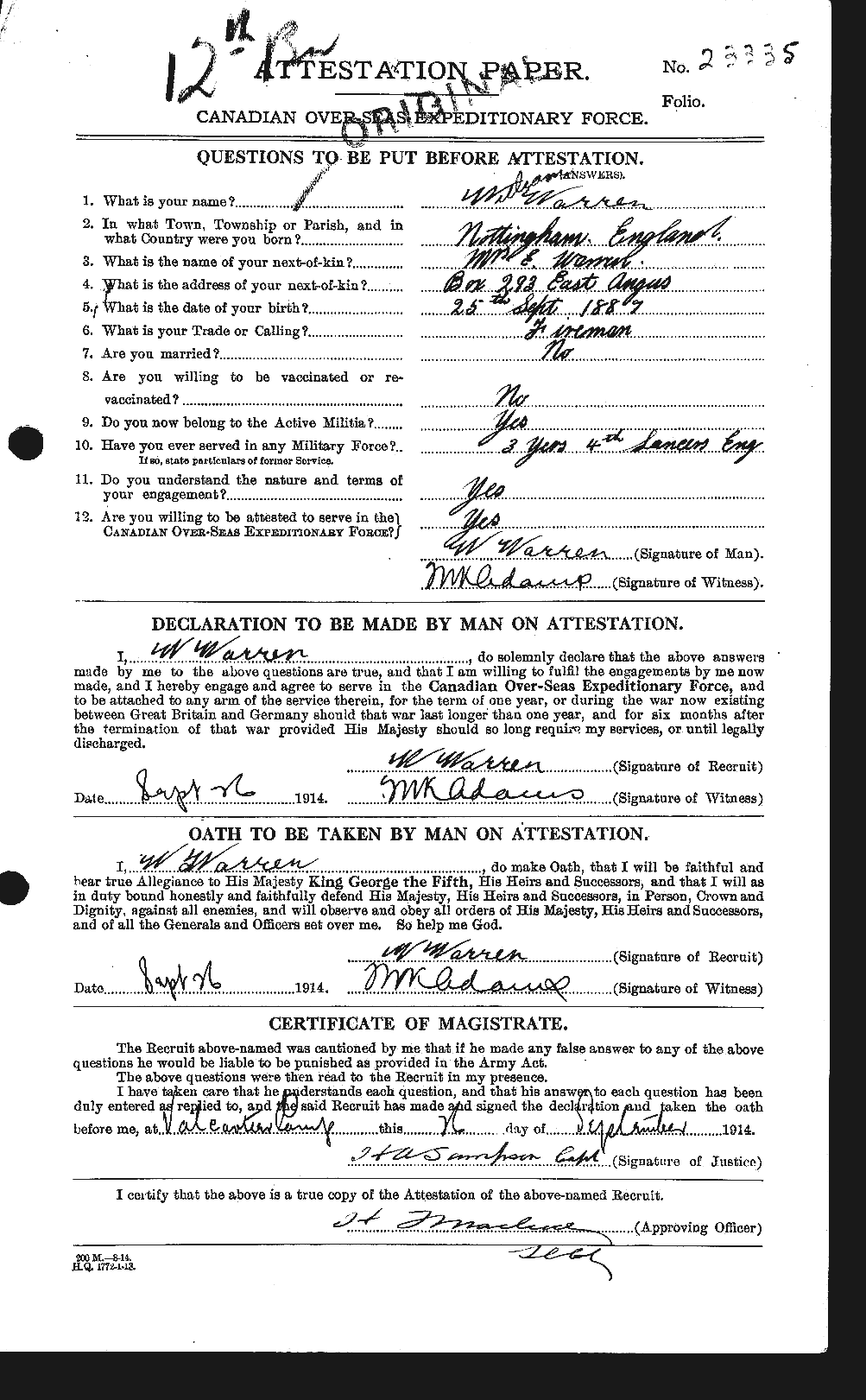 Personnel Records of the First World War - CEF 658669a