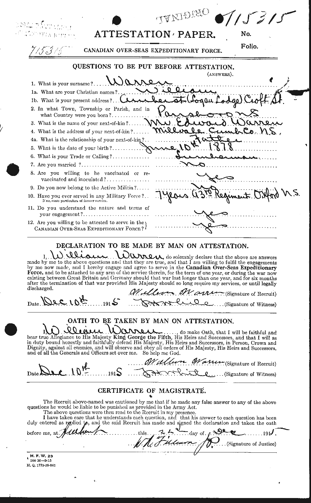 Personnel Records of the First World War - CEF 658677a