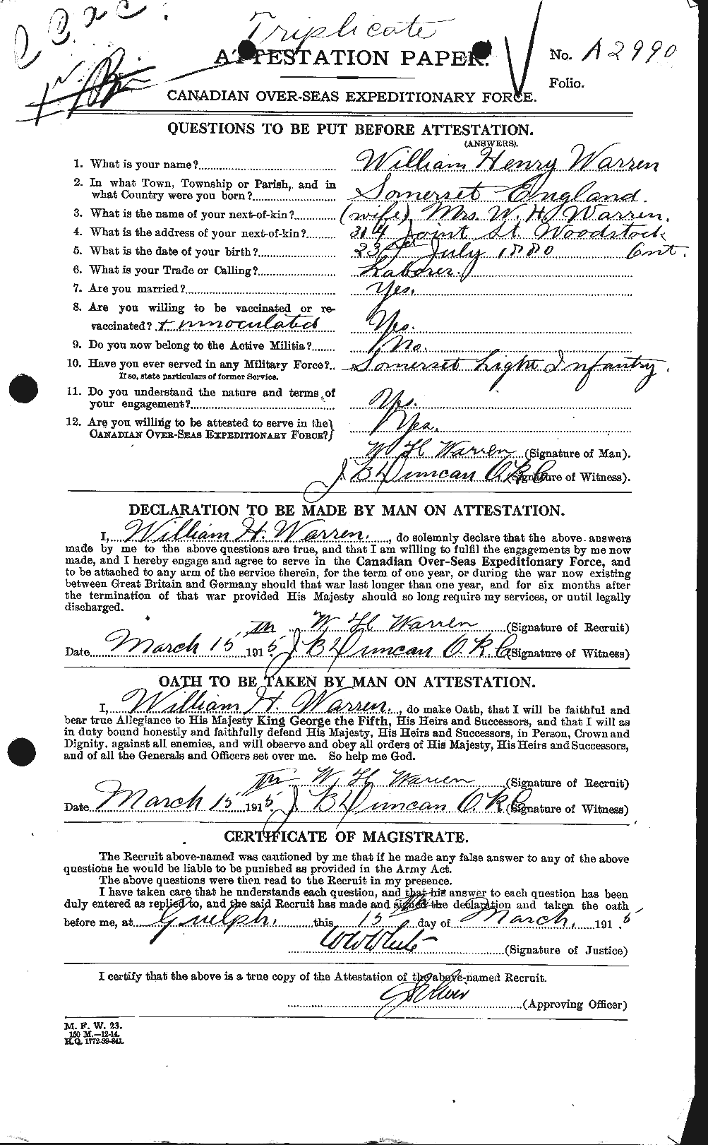 Personnel Records of the First World War - CEF 658689a