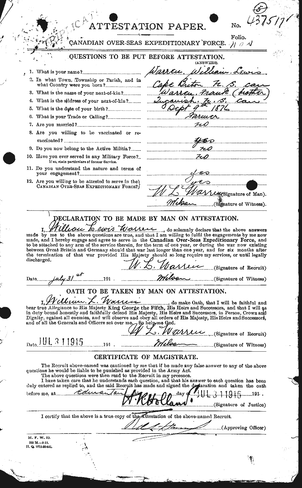 Personnel Records of the First World War - CEF 658692a