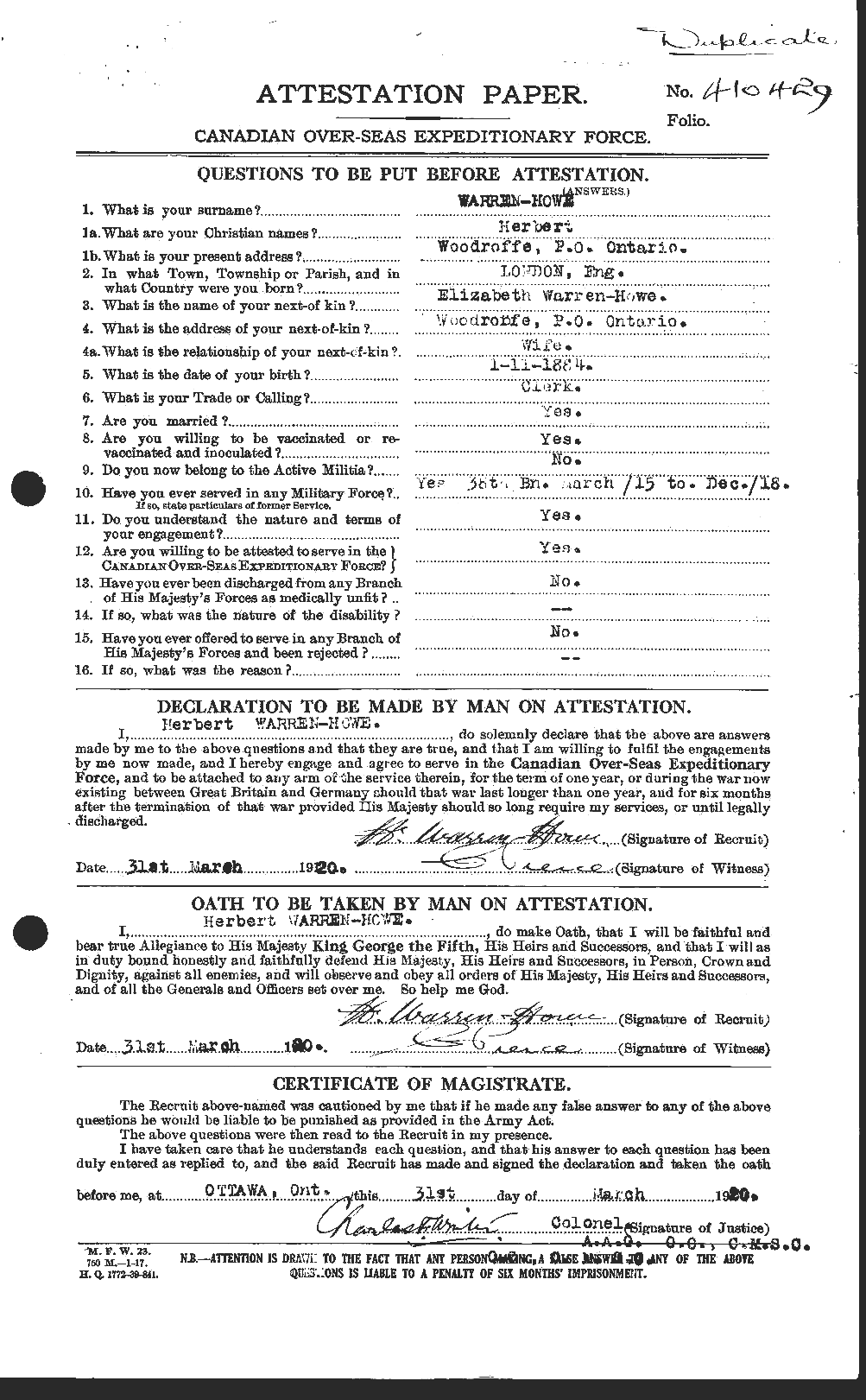 Personnel Records of the First World War - CEF 658699a